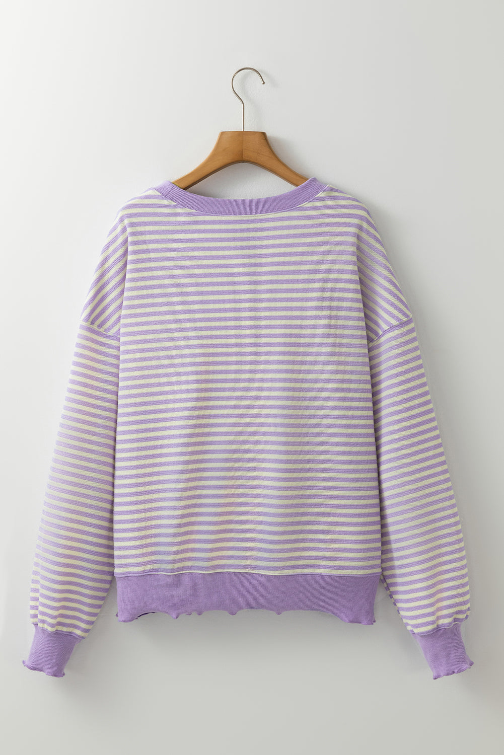 Brown Stripe Drop Shoulder Long Sleeve Top