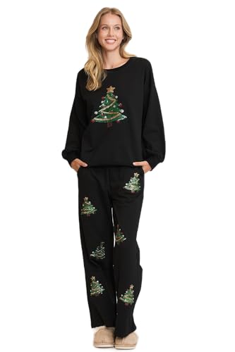 Umgee Christmas Tree Sequined Pants