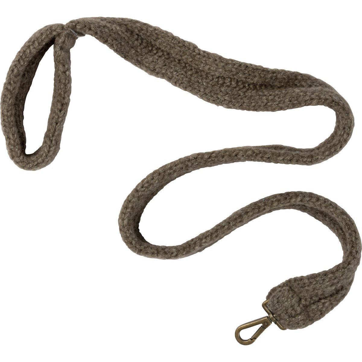 Durable Gray Wool Cable Knit Dog Leash with Antiqued Metal Clasp