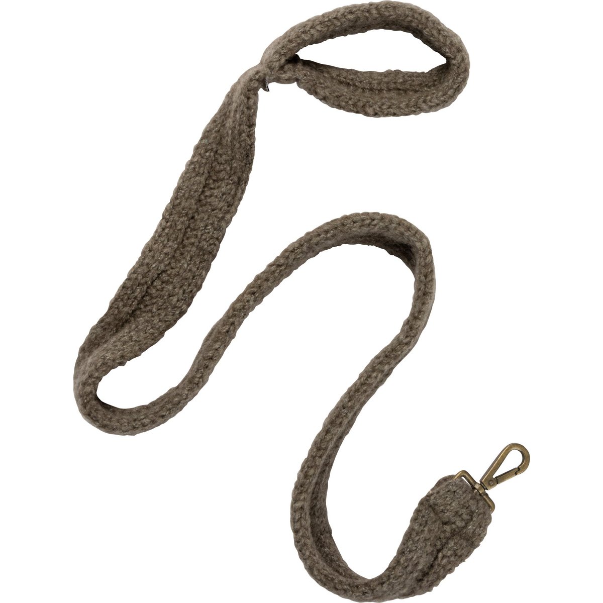 Durable Gray Wool Cable Knit Dog Leash with Antiqued Metal Clasp