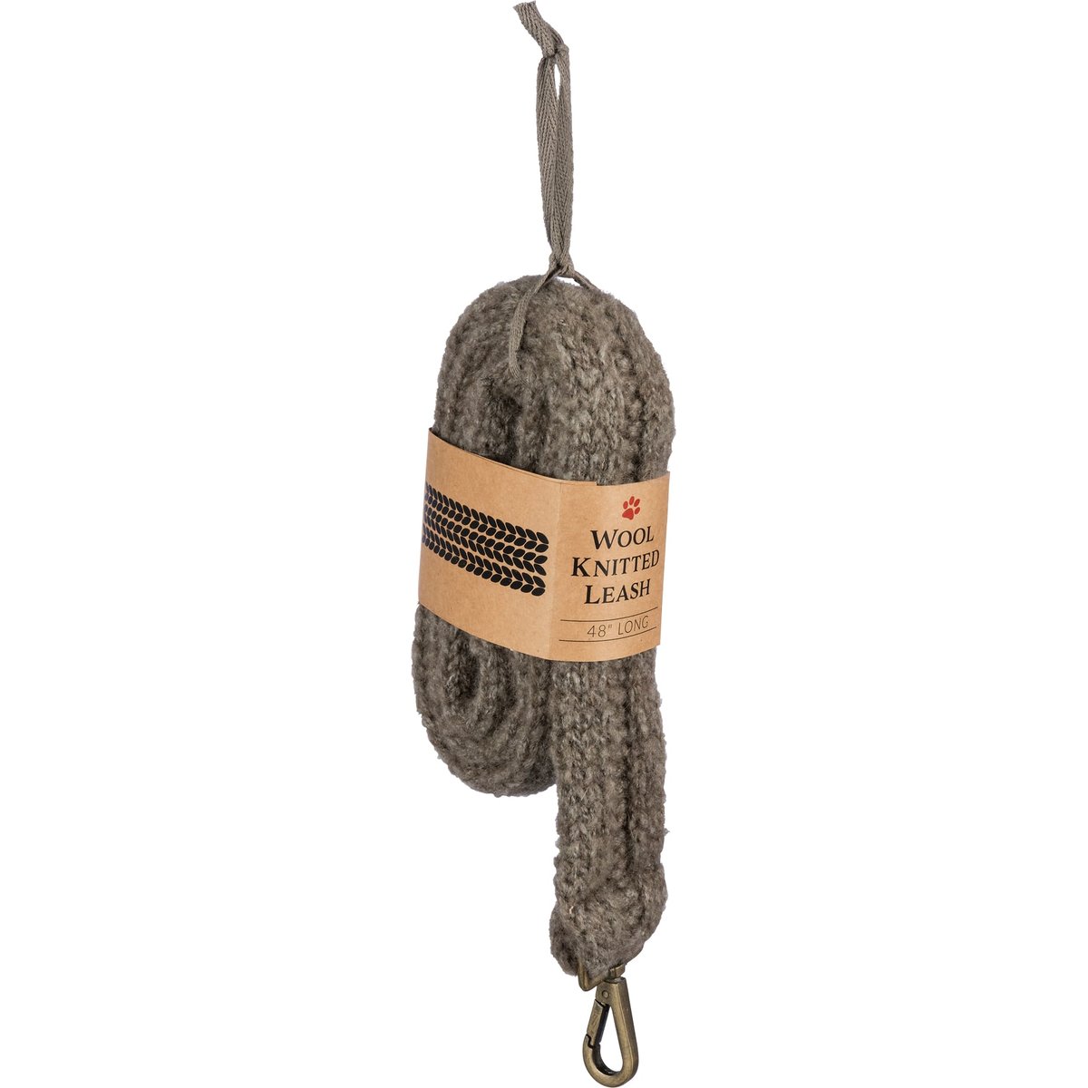 Durable Gray Wool Cable Knit Dog Leash with Antiqued Metal Clasp