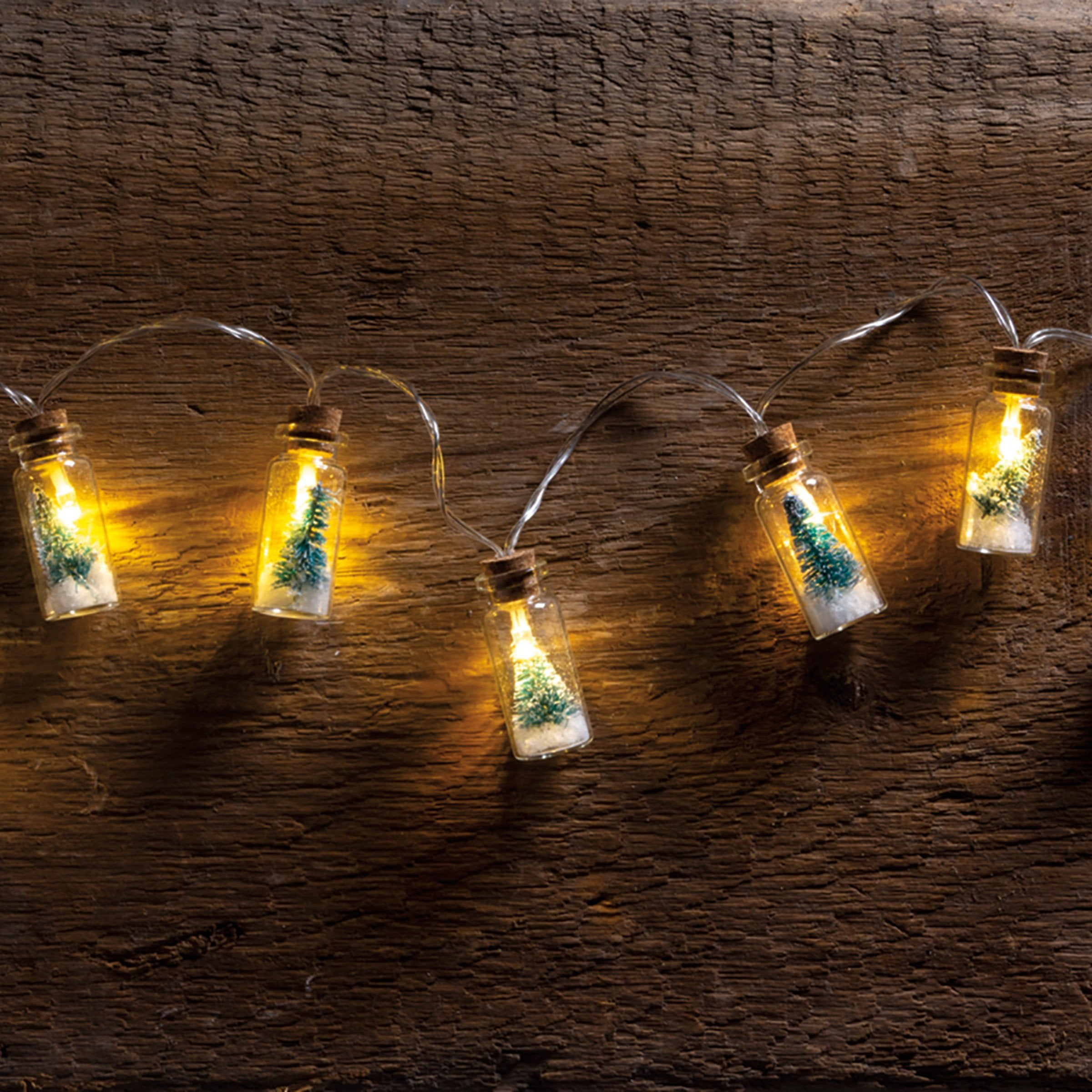 Whimsical Bottle Brush Tree Jar String Lights with 6-Hour Auto Timer