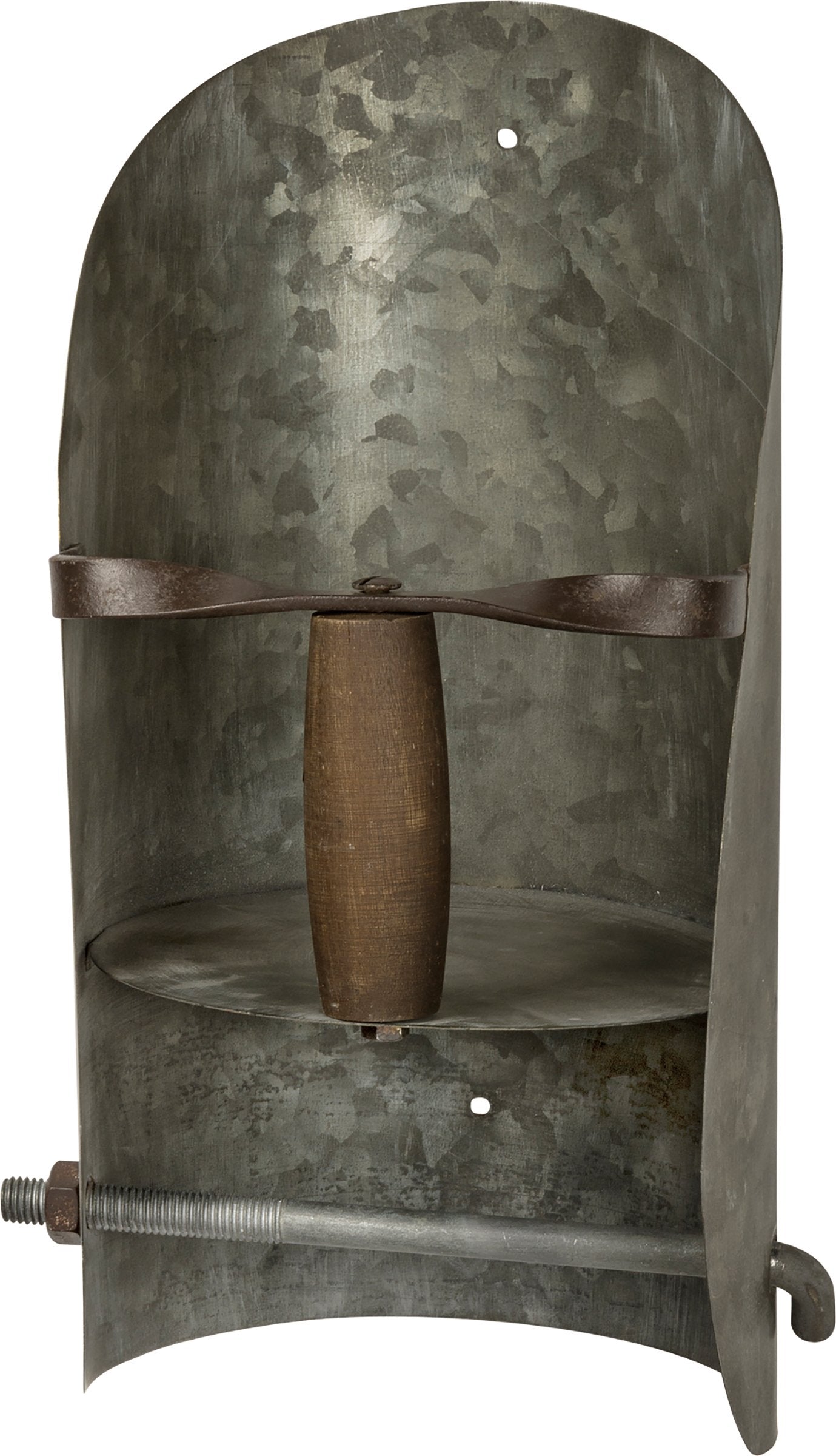 Farmhouse Style Distressed Metal Scoop Toilet Paper Holder with Top Shelf Decor