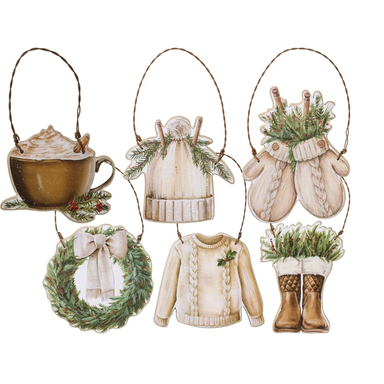 Charming Cozy Christmas Ornament Set: Rustic Wood & Paper Holiday Tree Decorations
