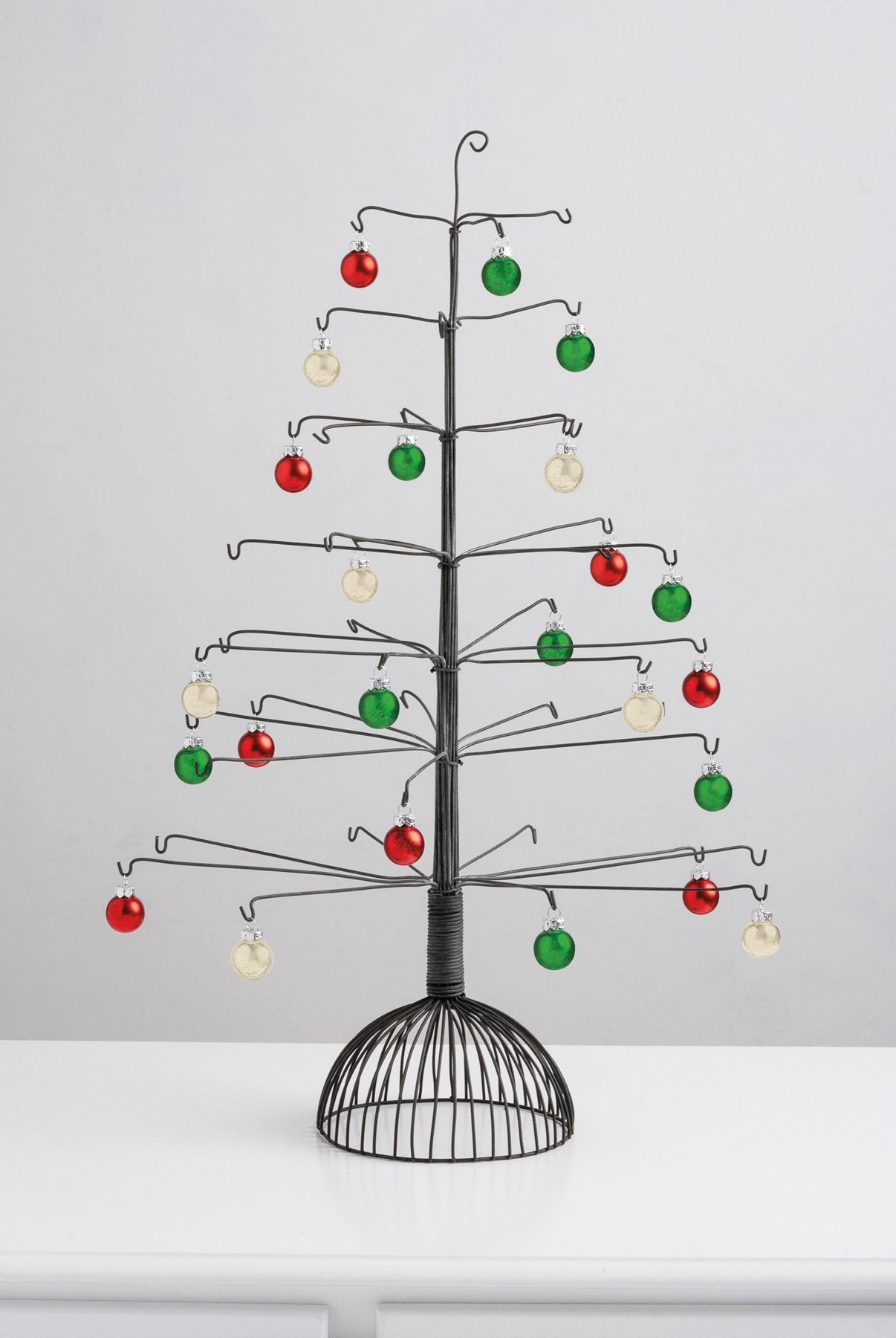 Minimalist Wire Christmas Tree Display with Hook Branches for Ornaments and Lights