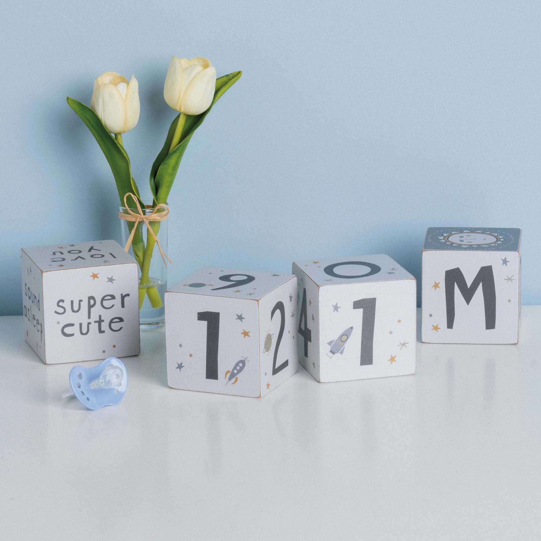 Celestial Galaxy Milestone Blocks: Track Baby's Growth in Days, Weeks, Months