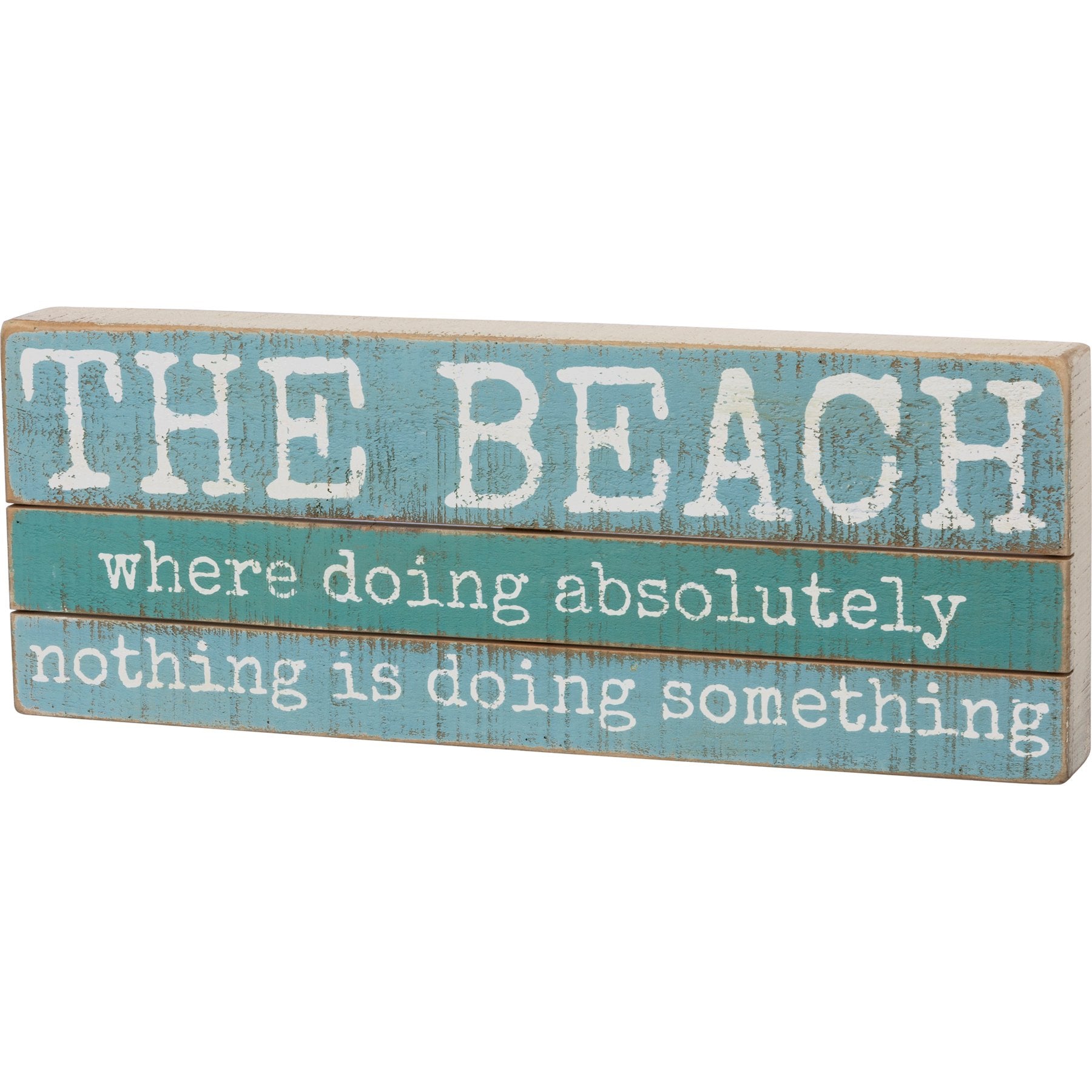 Charming Distressed Wood Slat Box Sign: 'The Beach Is My Happy Place'