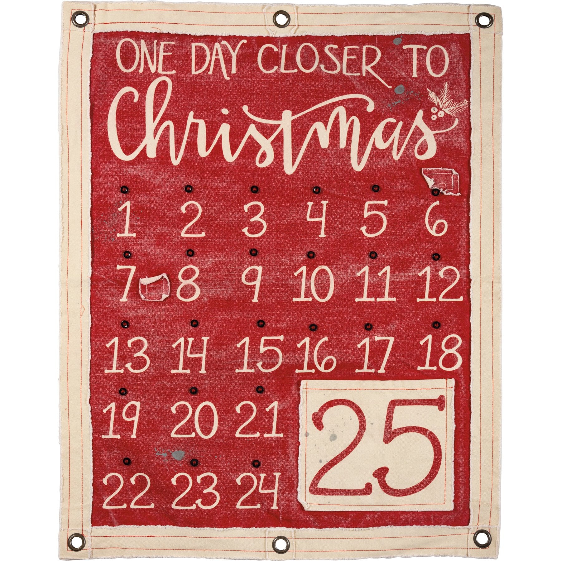 Festive Christmas Countdown Wall Banner with Star Ornaments & Metal Grommets