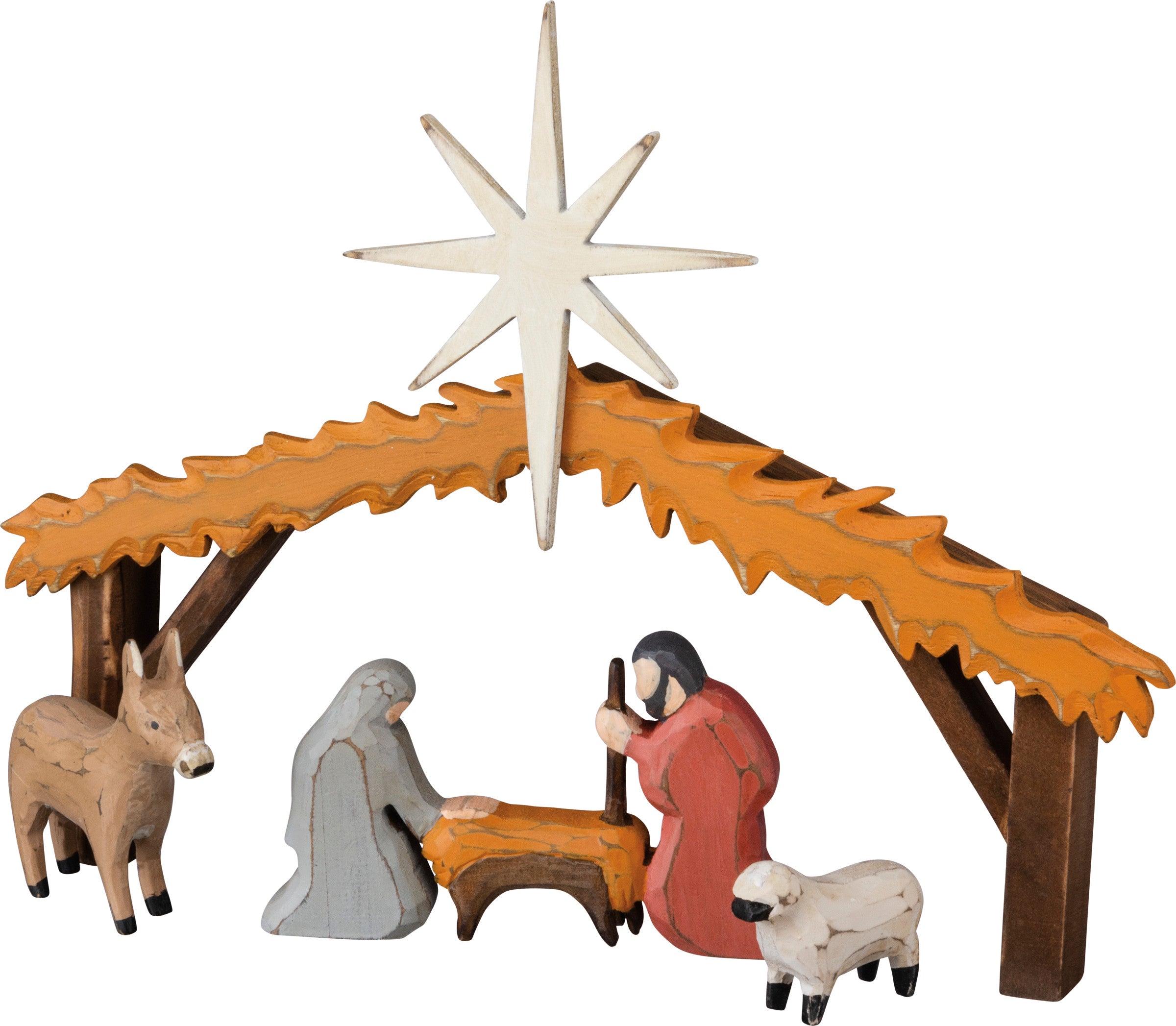 Charming Wooden Nativity Manger Scene Chunky Sitter for Festive Home Decor