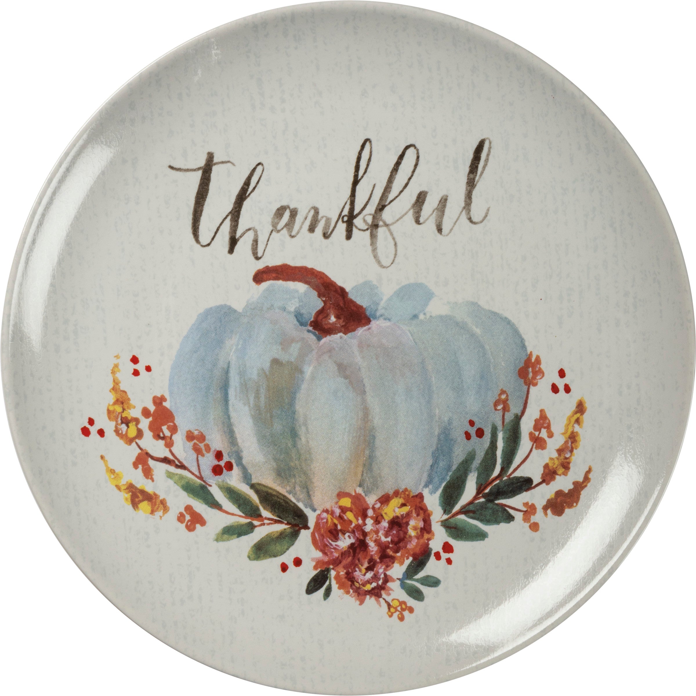 Charming Watercolor Pumpkin Stoneware Plate Set - Thankful Grateful Blessed Gather