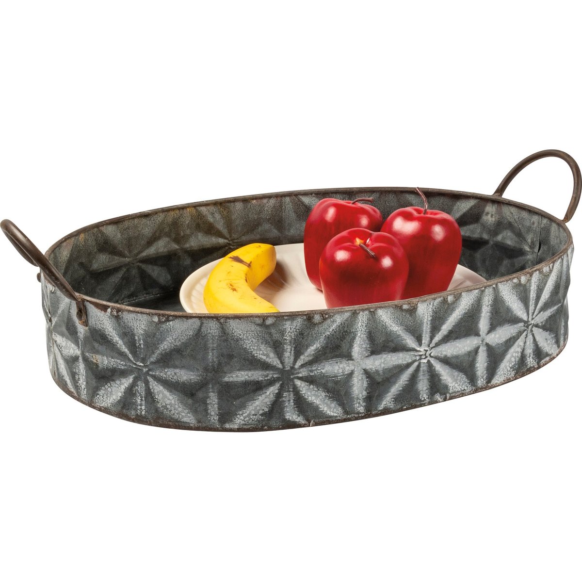 Rustic Farmhouse Style Nesting Metal Trays - Set of 3 with Star Pattern