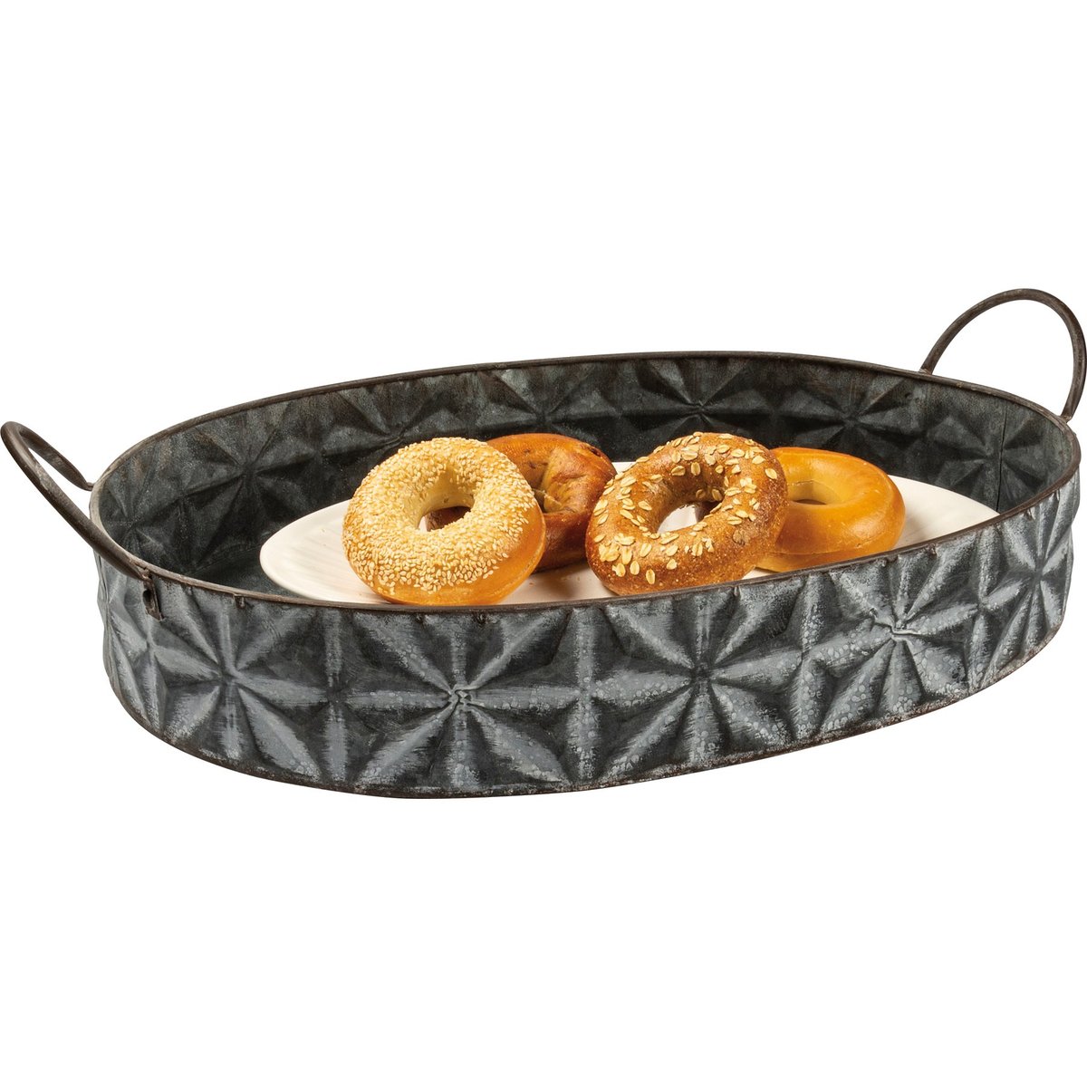 Rustic Farmhouse Style Nesting Metal Trays - Set of 3 with Star Pattern