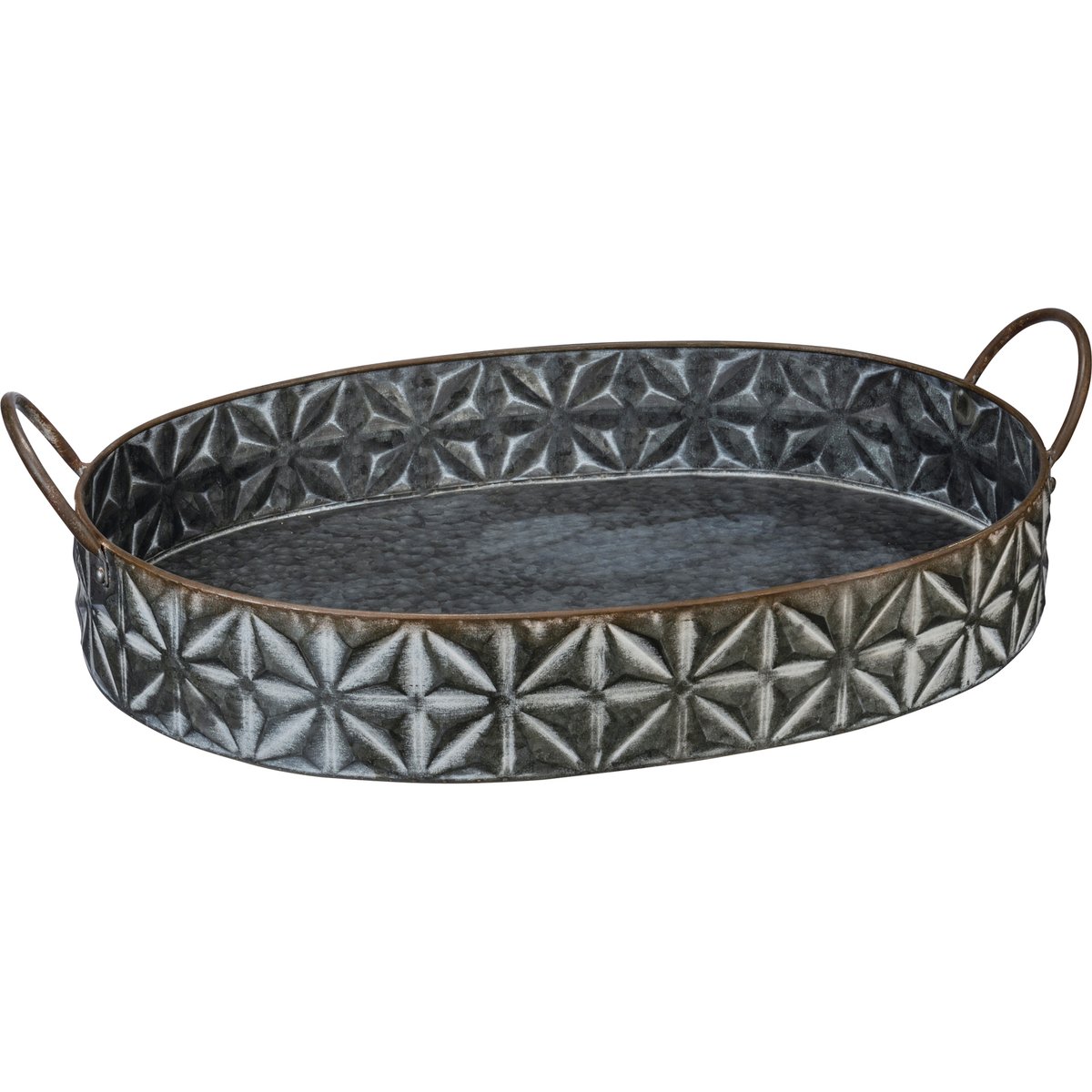 Rustic Farmhouse Style Nesting Metal Trays - Set of 3 with Star Pattern