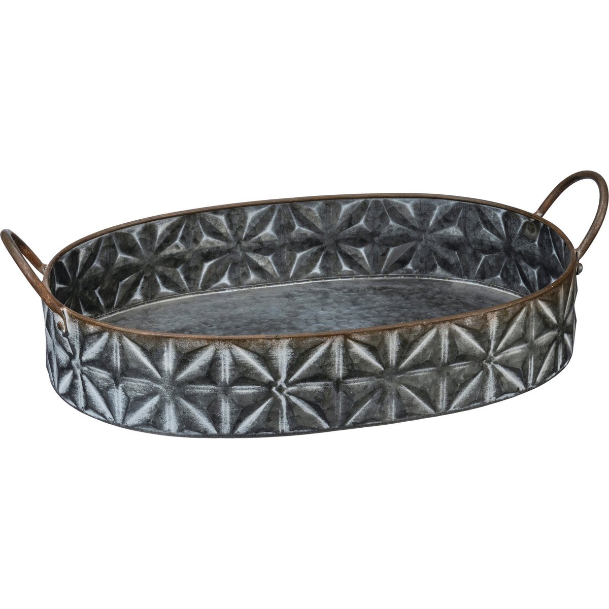 Rustic Farmhouse Style Nesting Metal Trays - Set of 3 with Star Pattern