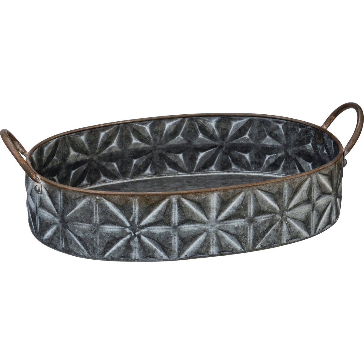 Rustic Farmhouse Style Nesting Metal Trays - Set of 3 with Star Pattern