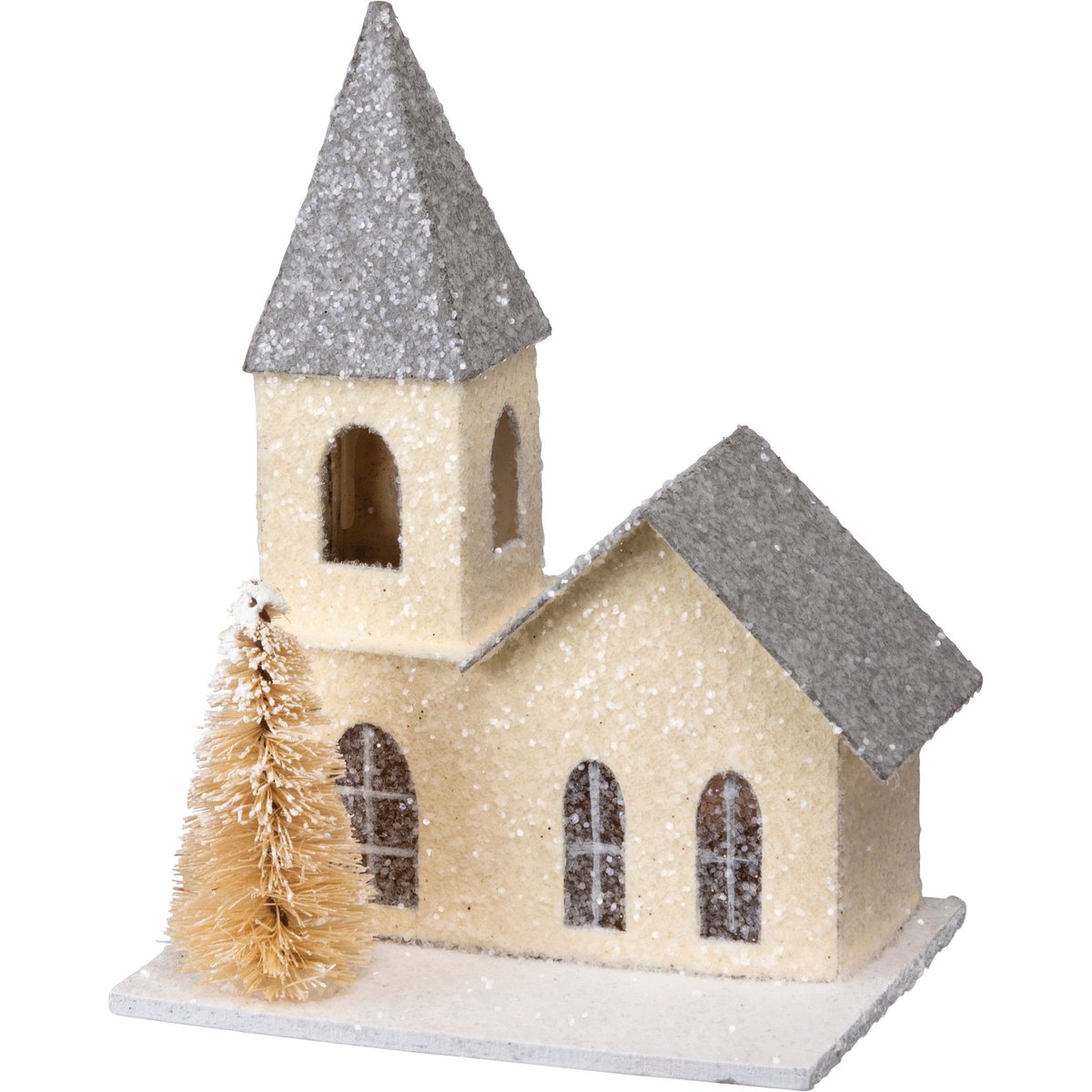 Snowy Village Churches & Trees Sitter Set - Festive Holiday Decor