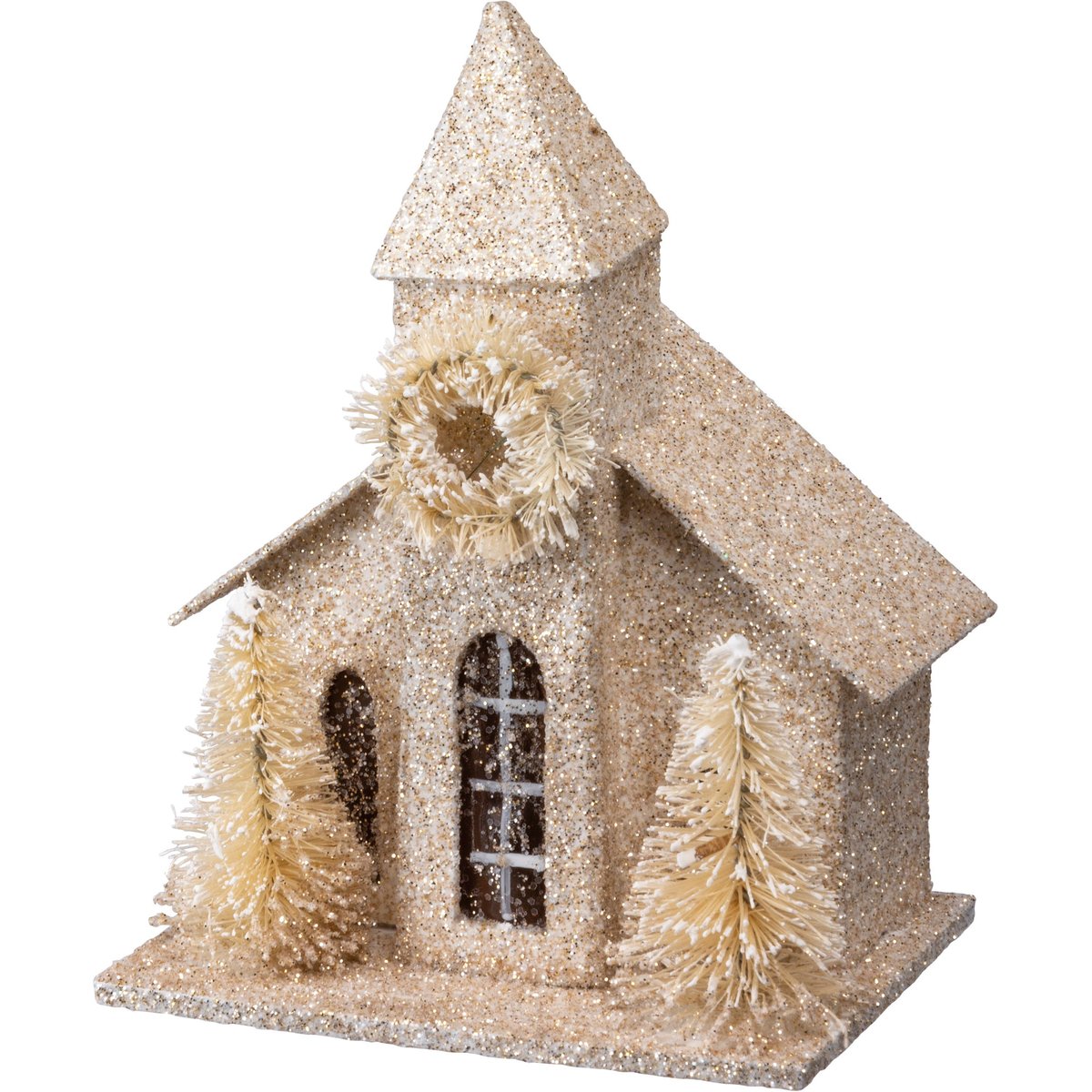 Snowy Village Churches & Trees Sitter Set - Festive Holiday Decor