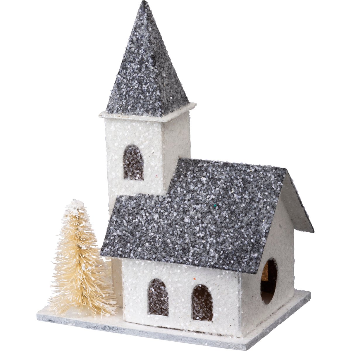 Snowy Village Churches & Trees Sitter Set - Festive Holiday Decor