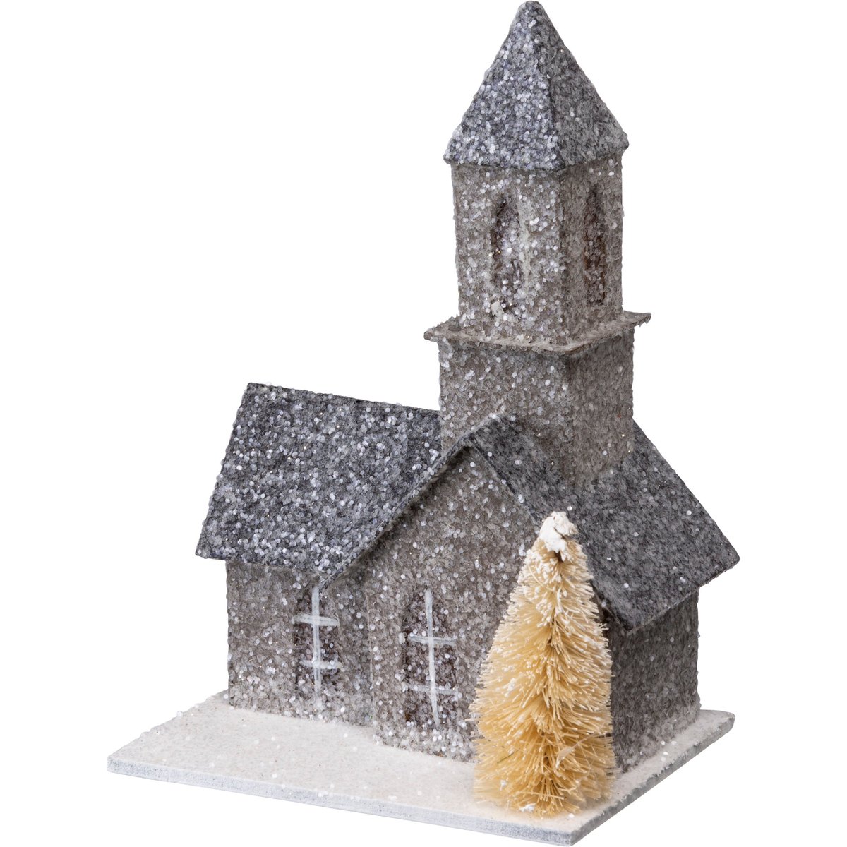 Snowy Village Churches & Trees Sitter Set - Festive Holiday Decor