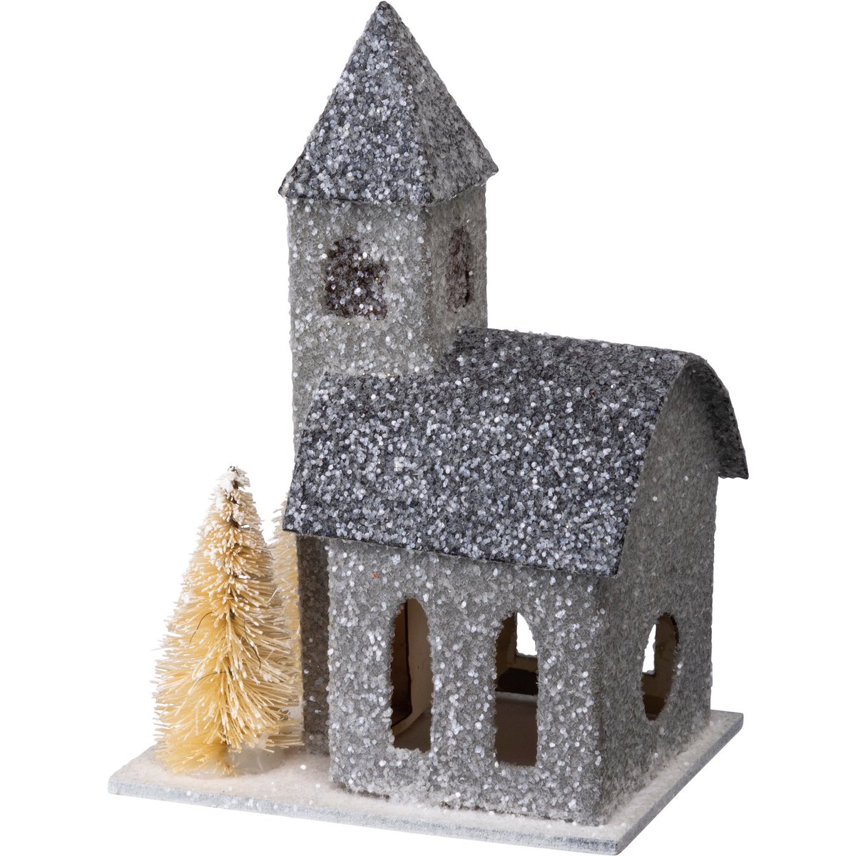 Snowy Village Churches & Trees Sitter Set - Festive Holiday Decor