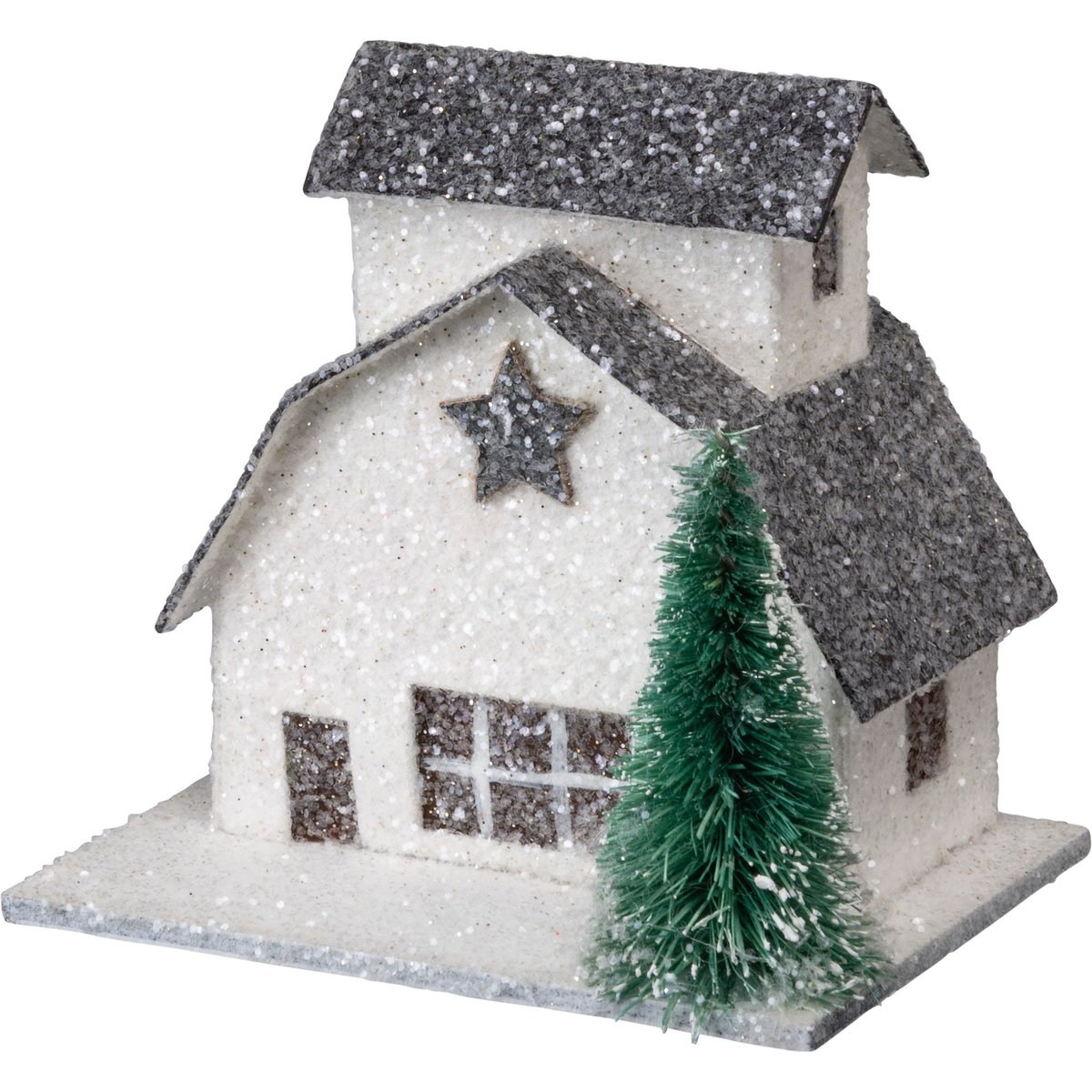 Charming Snowy Barns & Evergreen Trees Sitter Set - Neutral Palette Holiday Display