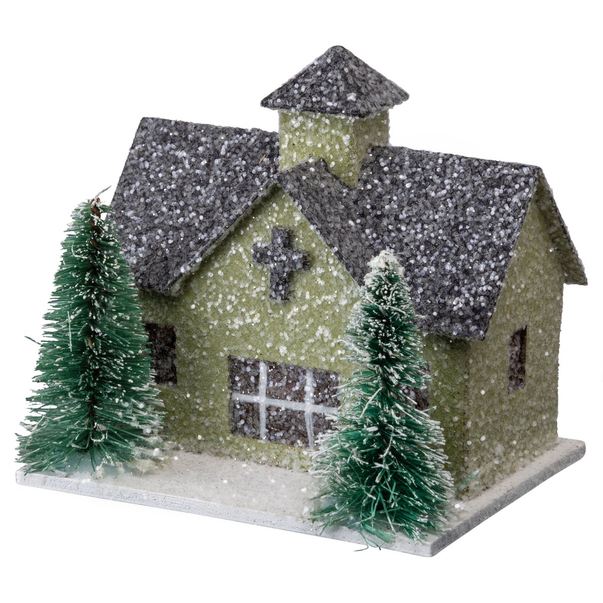 Charming Snowy Barns & Evergreen Trees Sitter Set - Neutral Palette Holiday Display