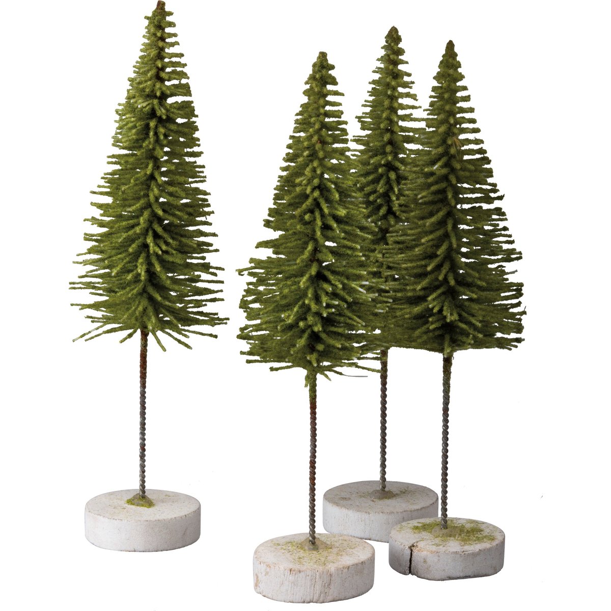 Charming Snowy Barns & Evergreen Trees Sitter Set - Neutral Palette Holiday Display