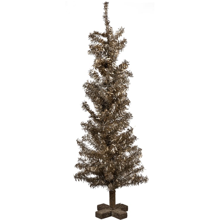 Dazzling Silver Tinsel Christmas Tree - 23.5 Inch Festive Holiday Decor