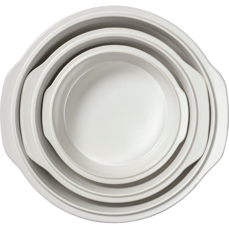 Charming Farmhouse Stoneware Nesting Casserole Set with Date Dial Lids