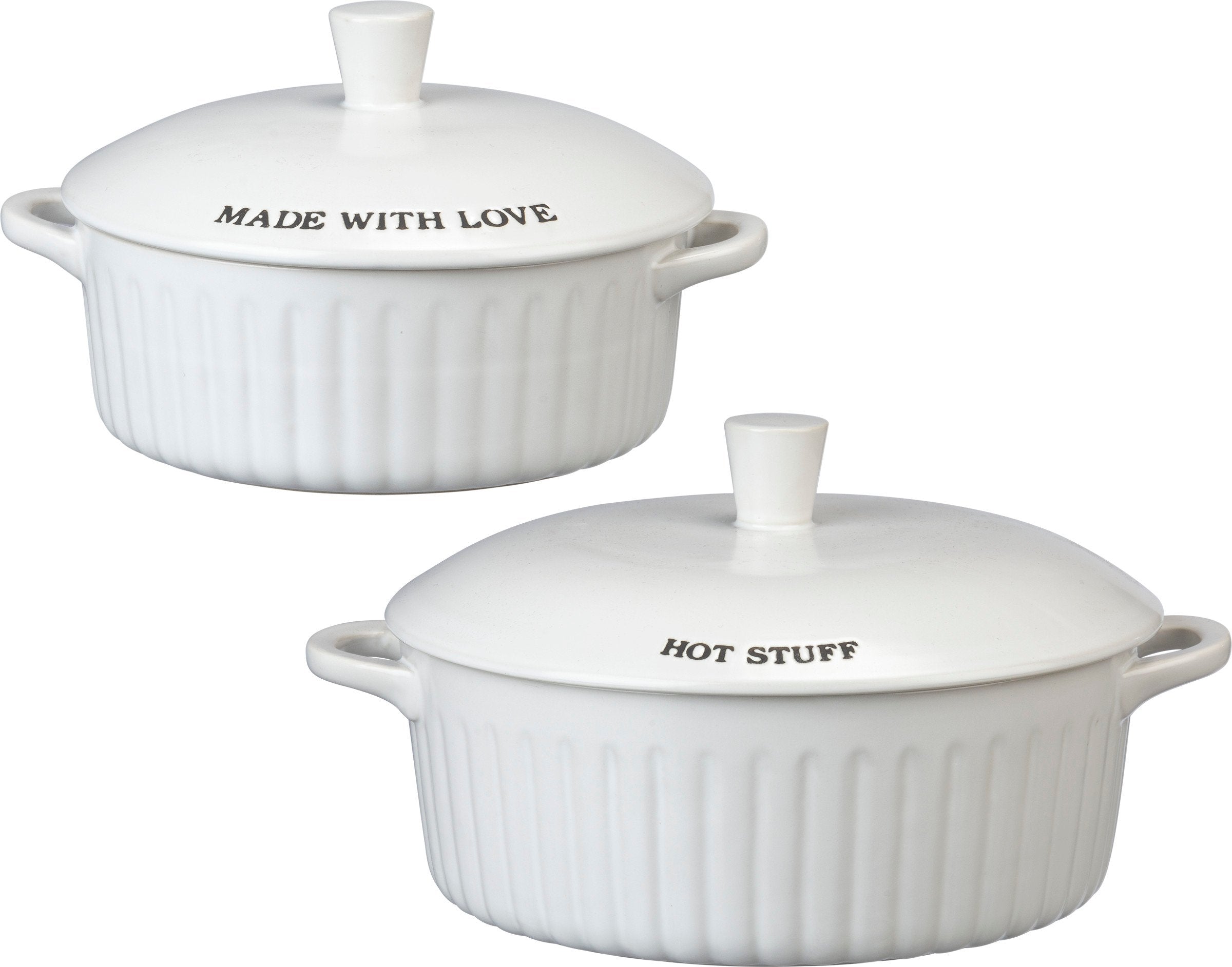 Primitives By Kathy Farmhouse White Stoneware Covered Casserole Dish Set, 2-Piece