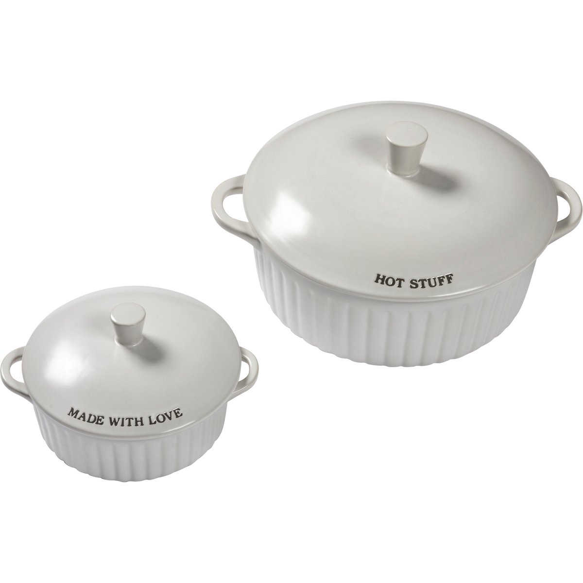 Primitives By Kathy Farmhouse White Stoneware Covered Casserole Dish Set, 2-Piece