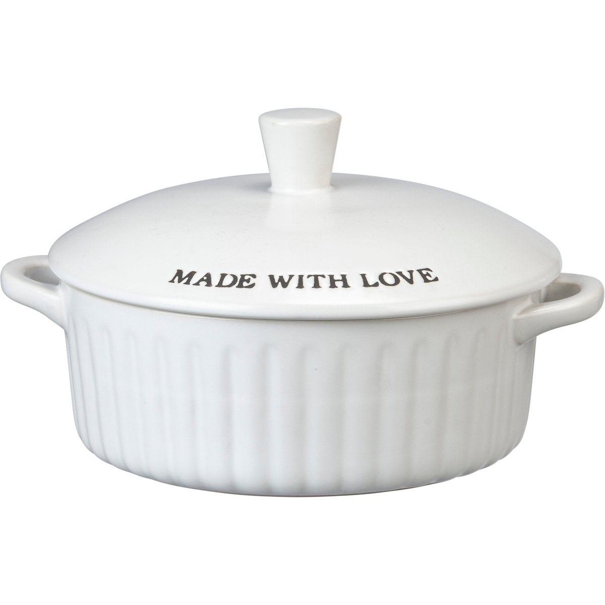 Primitives By Kathy Farmhouse White Stoneware Covered Casserole Dish Set, 2-Piece