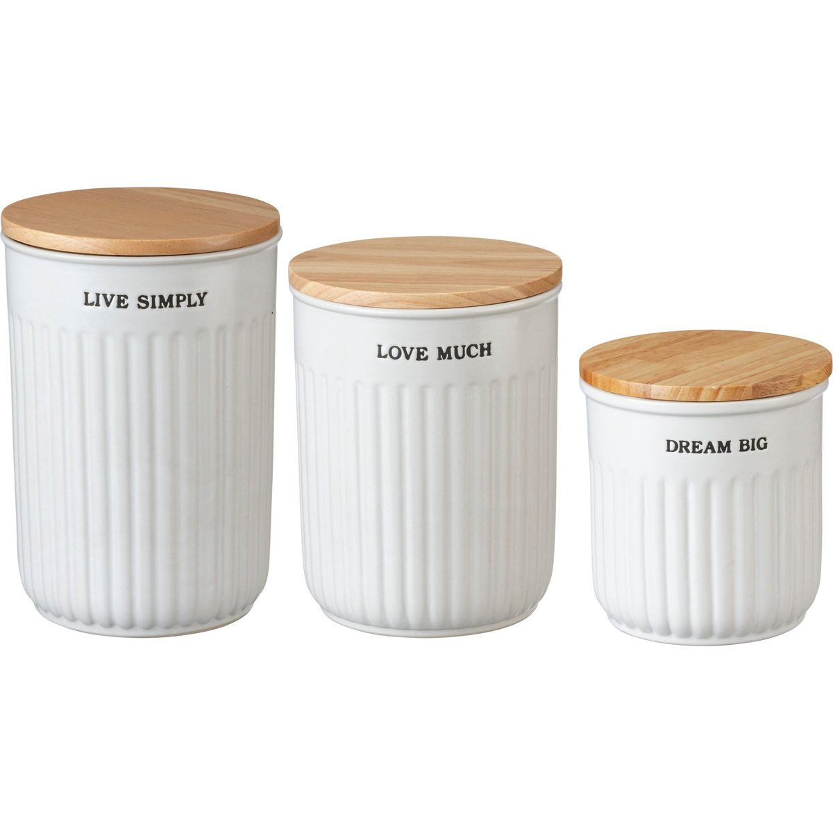 Primitives by Kathy Inspirational Stoneware Canister Set with Wood Lids