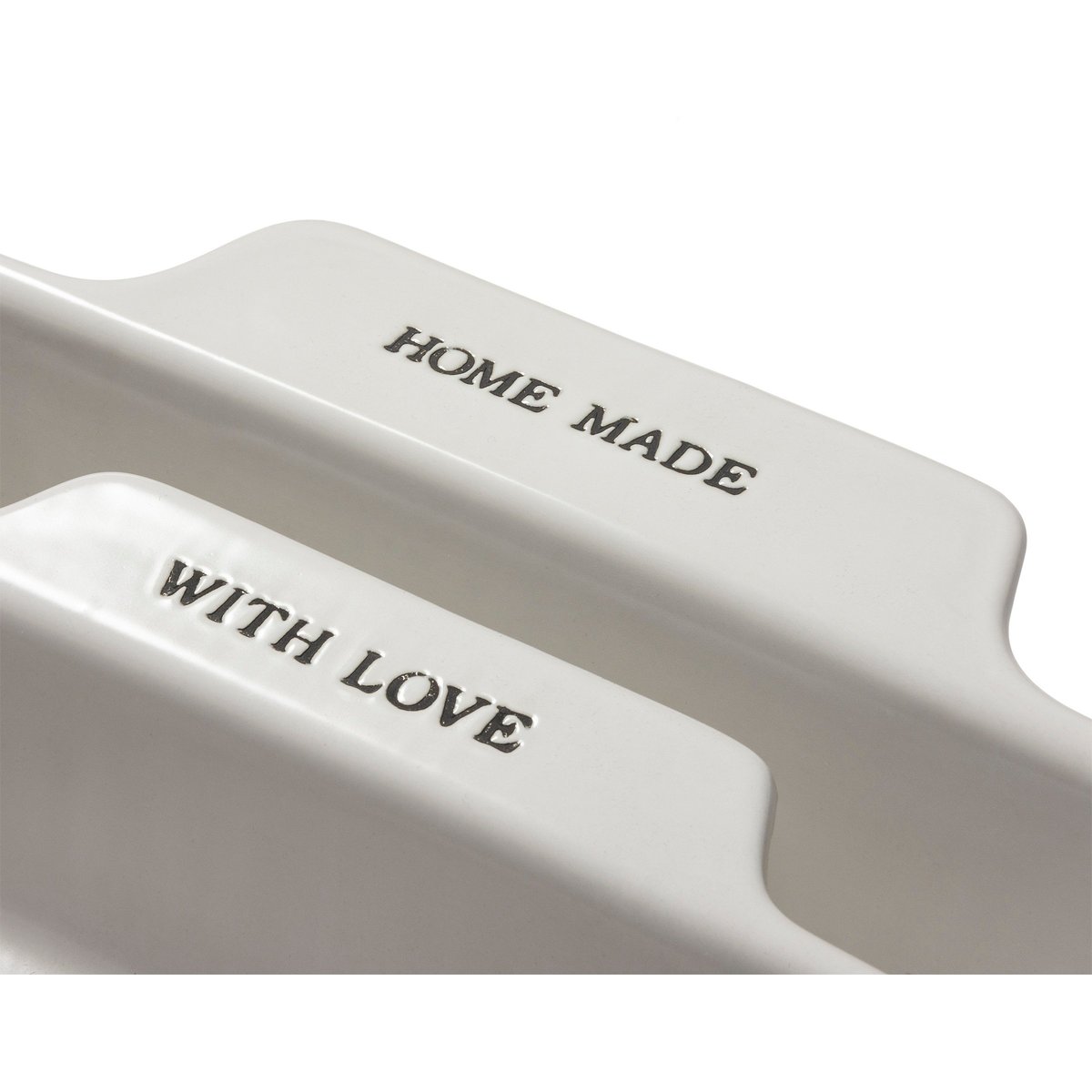 Charming Farmhouse Stoneware Baking Dish Set: 'With Love' & 'Home Made' Rectangle Bakers