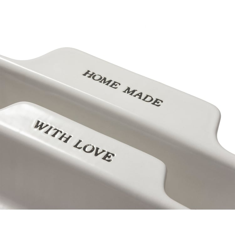 Charming Farmhouse Stoneware Baking Dish Set: 'With Love' & 'Home Made' Rectangle Bakers