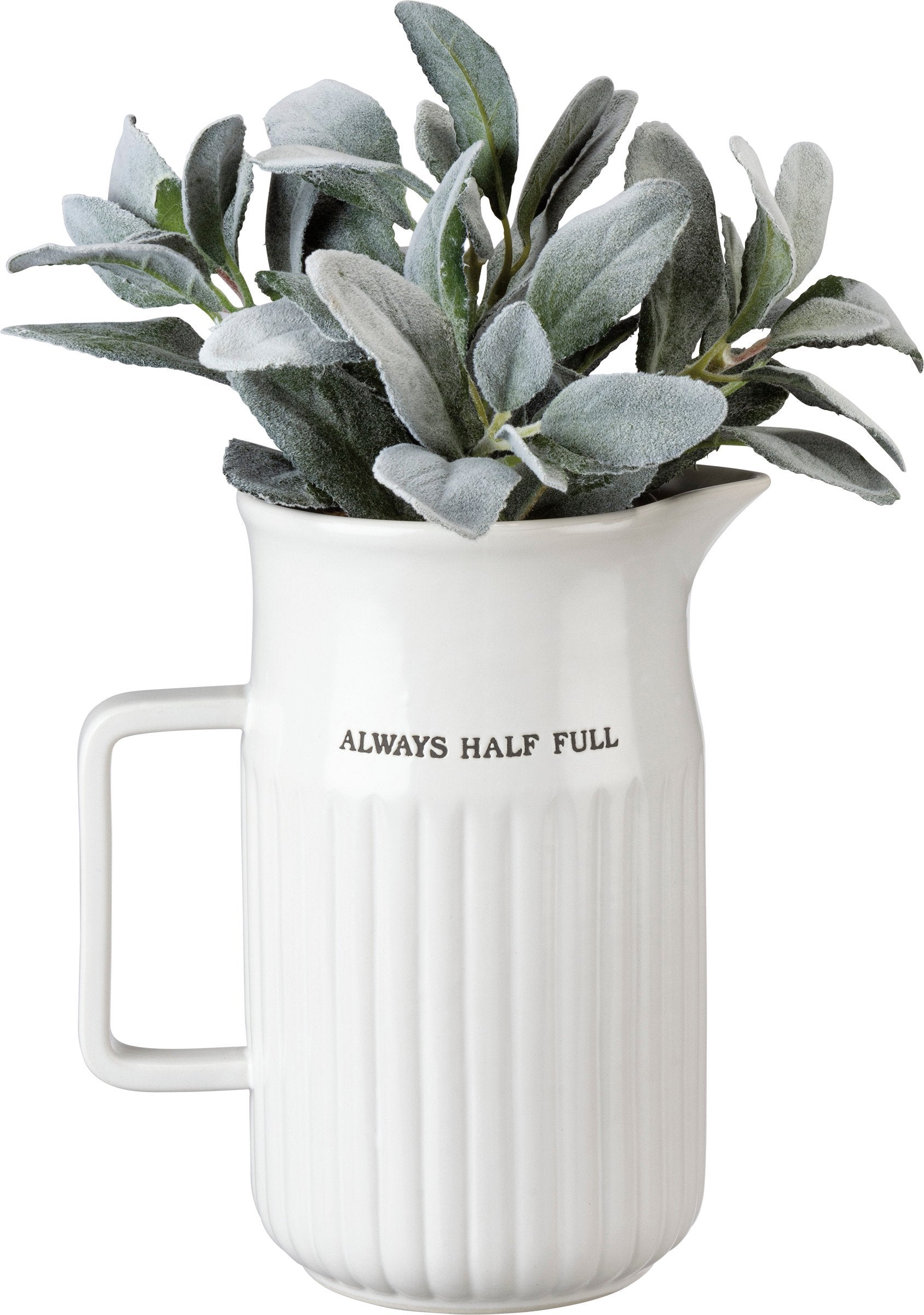 Primitives By Kathy Large Stoneware Pitcher with 'Always Half Full' Sentiment