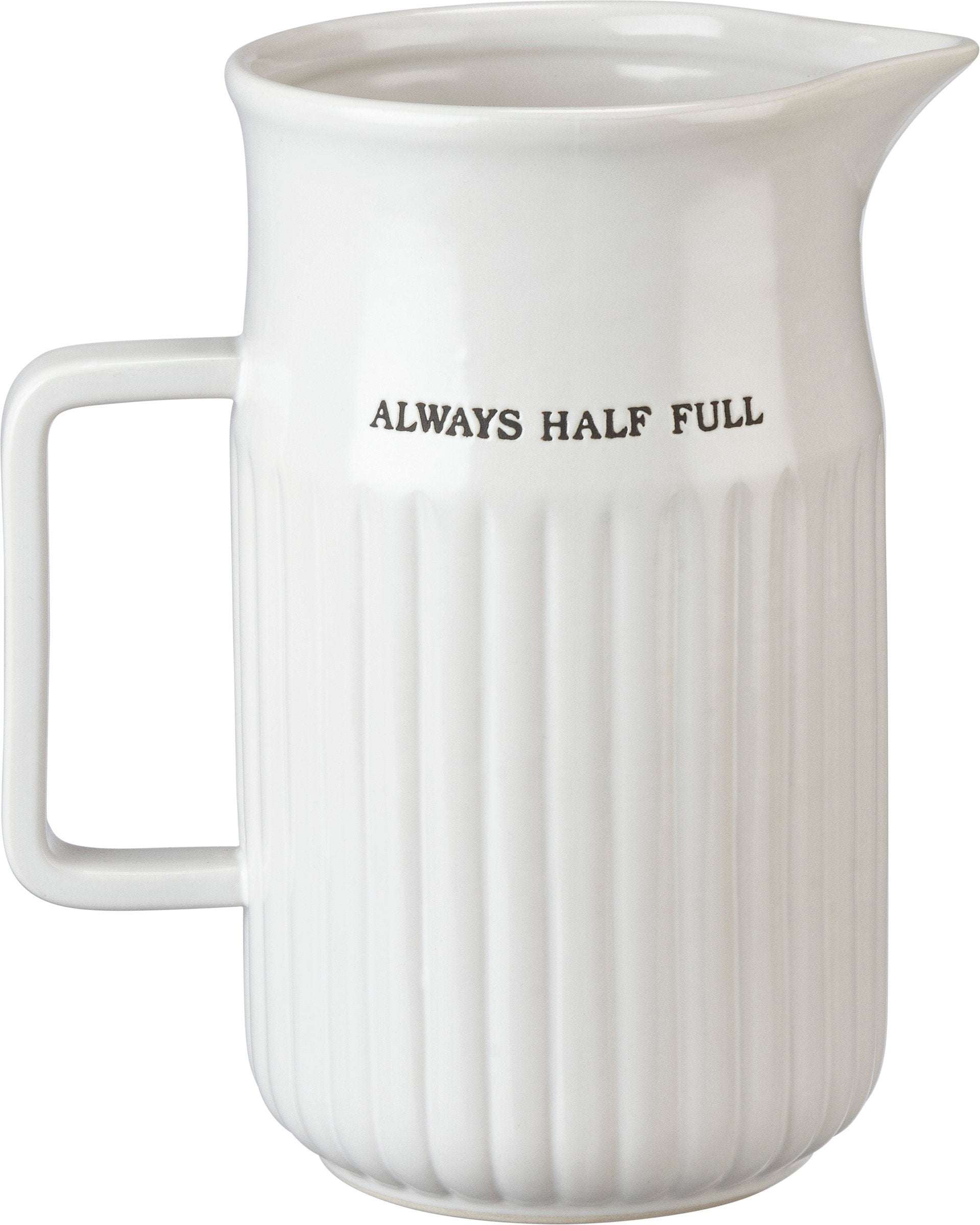 Primitives By Kathy Large Stoneware Pitcher with 'Always Half Full' Sentiment