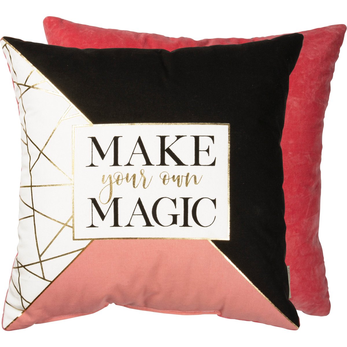 Inspiring Gold Foil 'Make Your Own Magic' Cotton Velvet Decorative Pillow