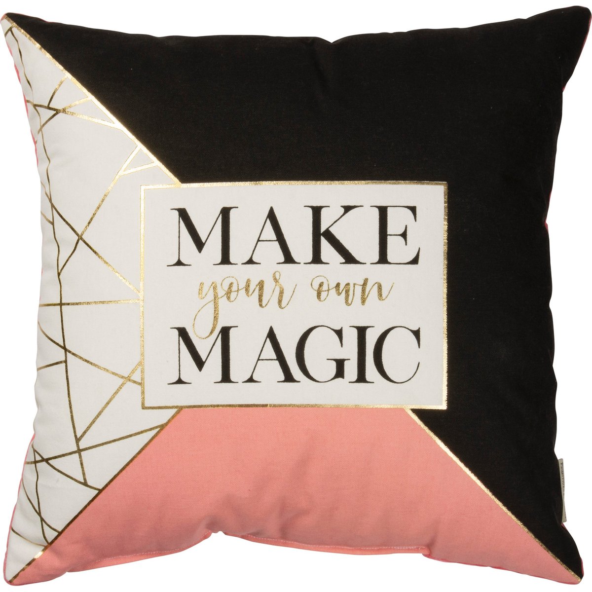 Inspiring Gold Foil 'Make Your Own Magic' Cotton Velvet Decorative Pillow