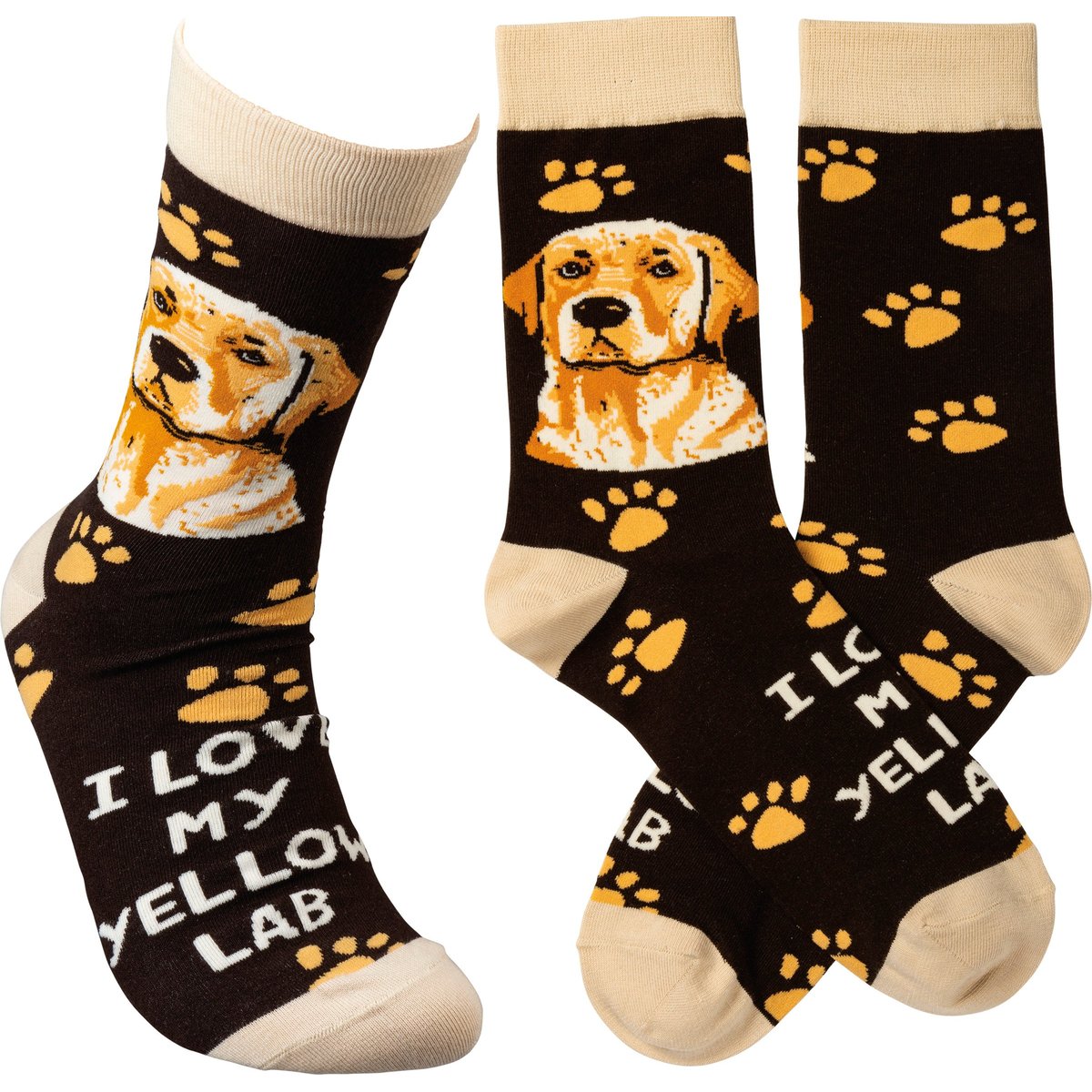 Premium 'I Love My Yellow Lab' Socks: Cozy Cotton-Blend, Block Print Portrait