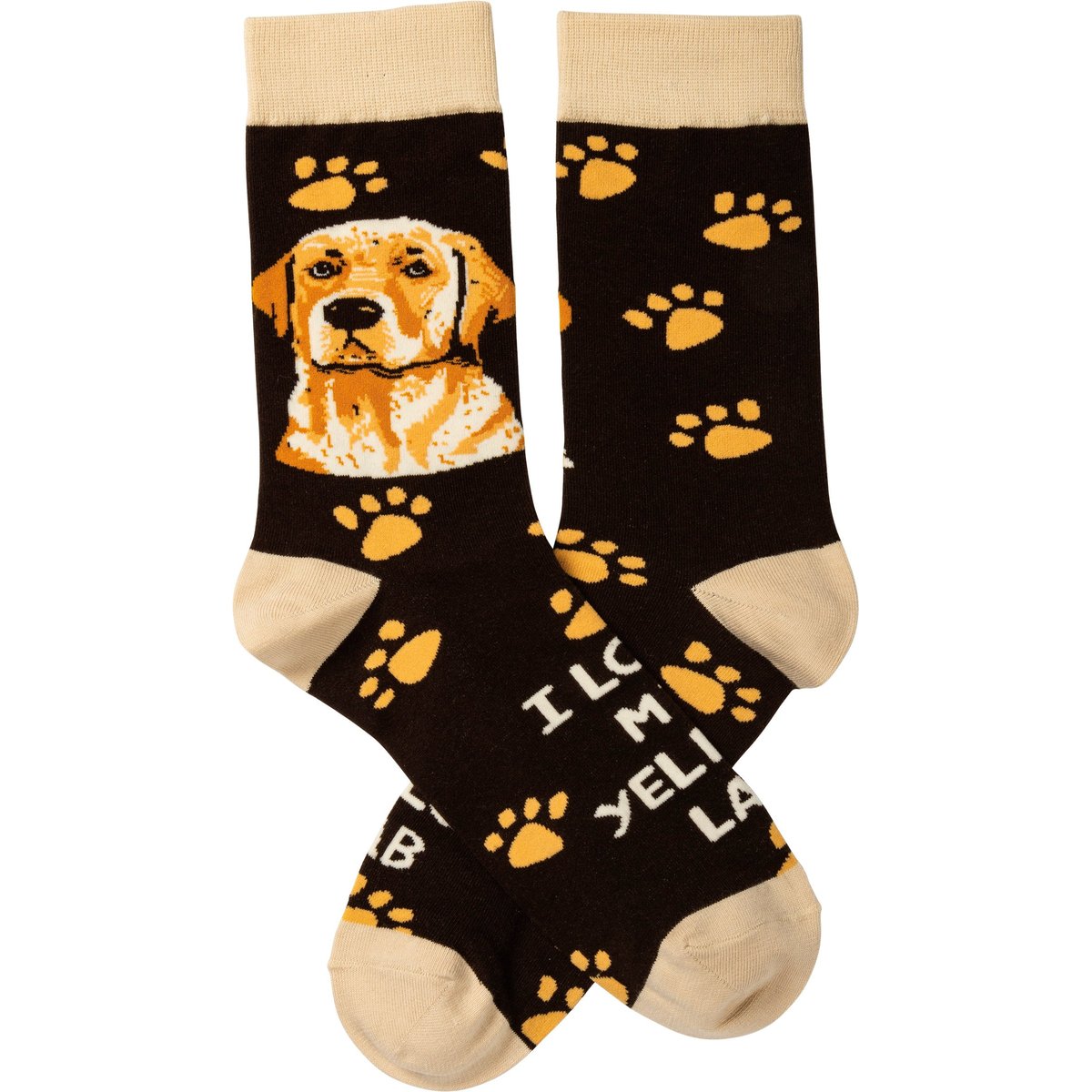 Premium 'I Love My Yellow Lab' Socks: Cozy Cotton-Blend, Block Print Portrait