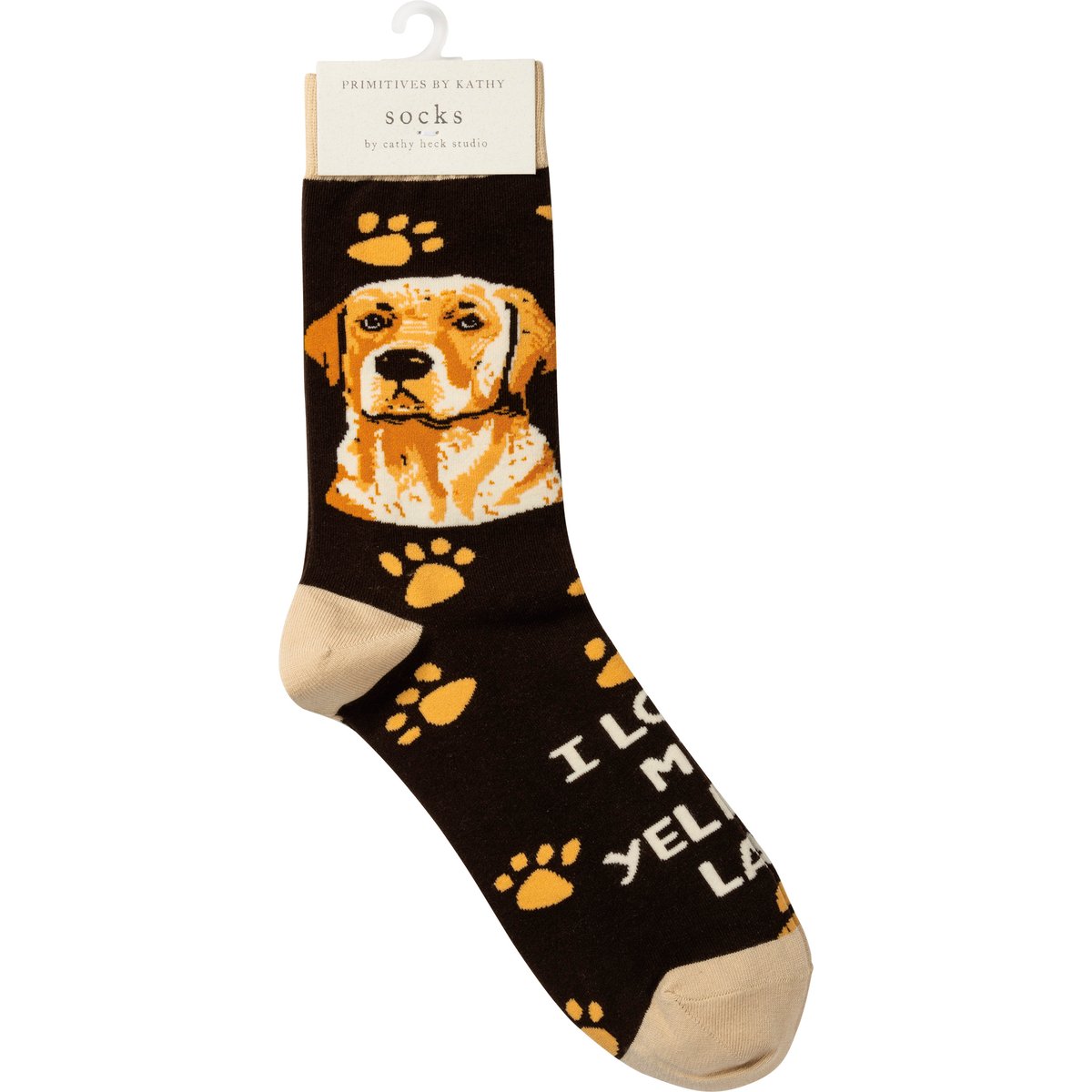 Premium 'I Love My Yellow Lab' Socks: Cozy Cotton-Blend, Block Print Portrait