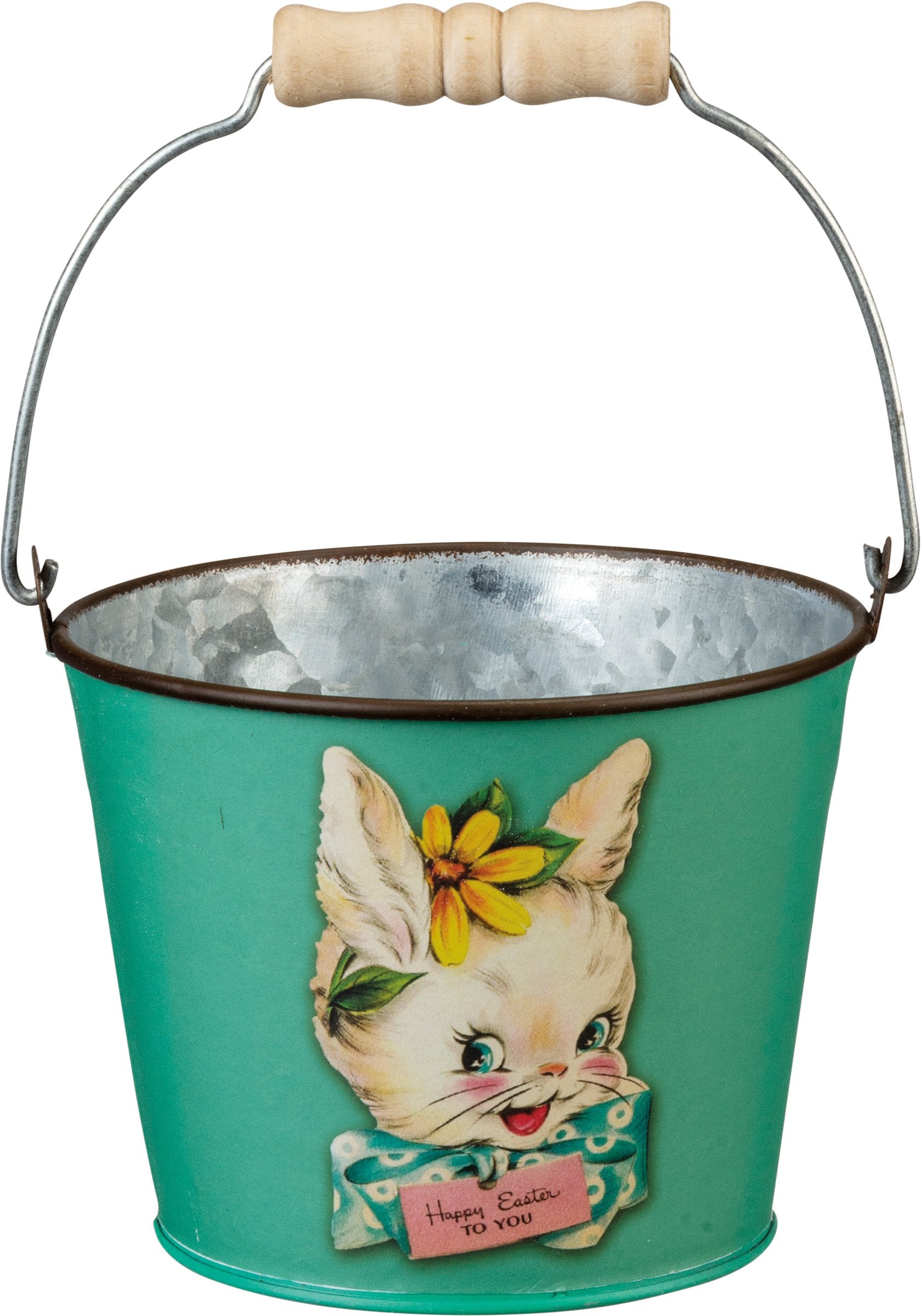 Vintage-Inspired Easter Spring Tin Bucket Set with Bunny Chick Lamb Designs