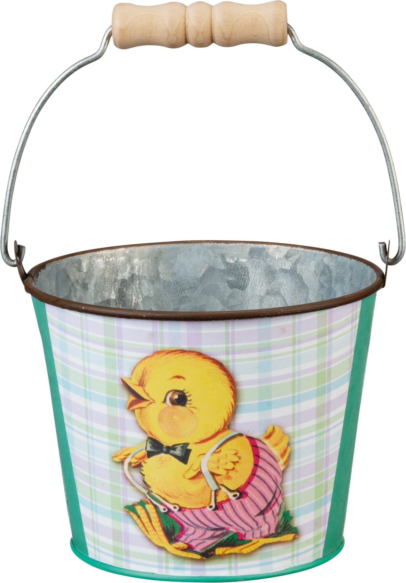 Vintage-Inspired Easter Spring Tin Bucket Set with Bunny Chick Lamb Designs