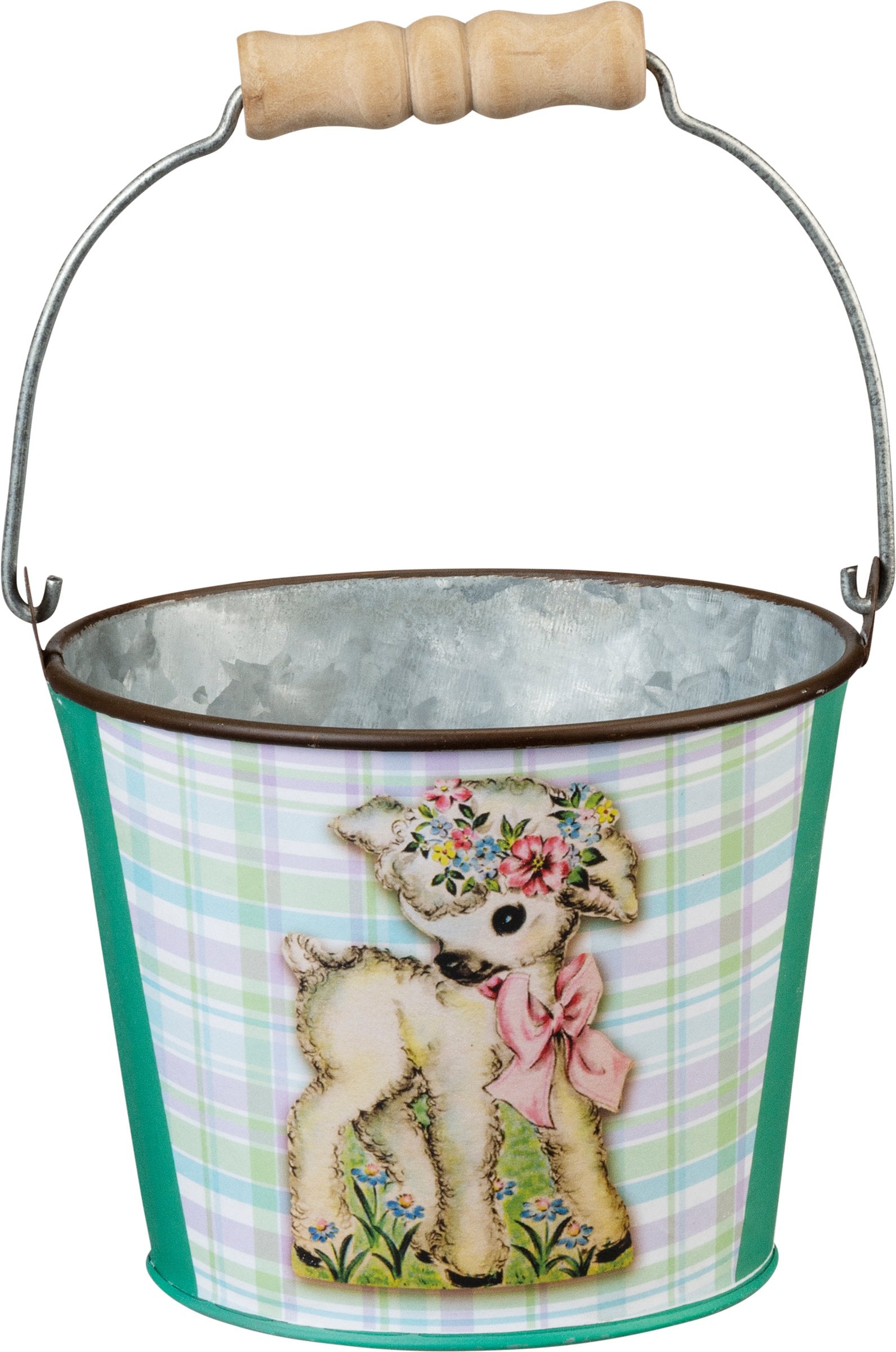 Vintage-Inspired Easter Spring Tin Bucket Set with Bunny Chick Lamb Designs