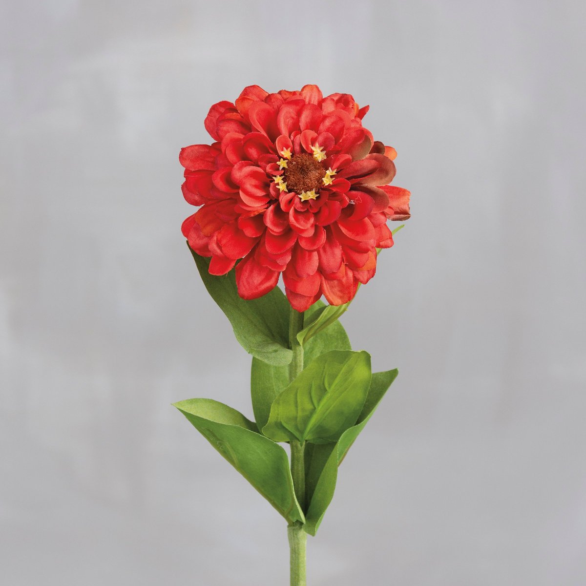 Vibrant Red Zinnia Floral Pick - Lifelike Artificial Flower Stem Decor