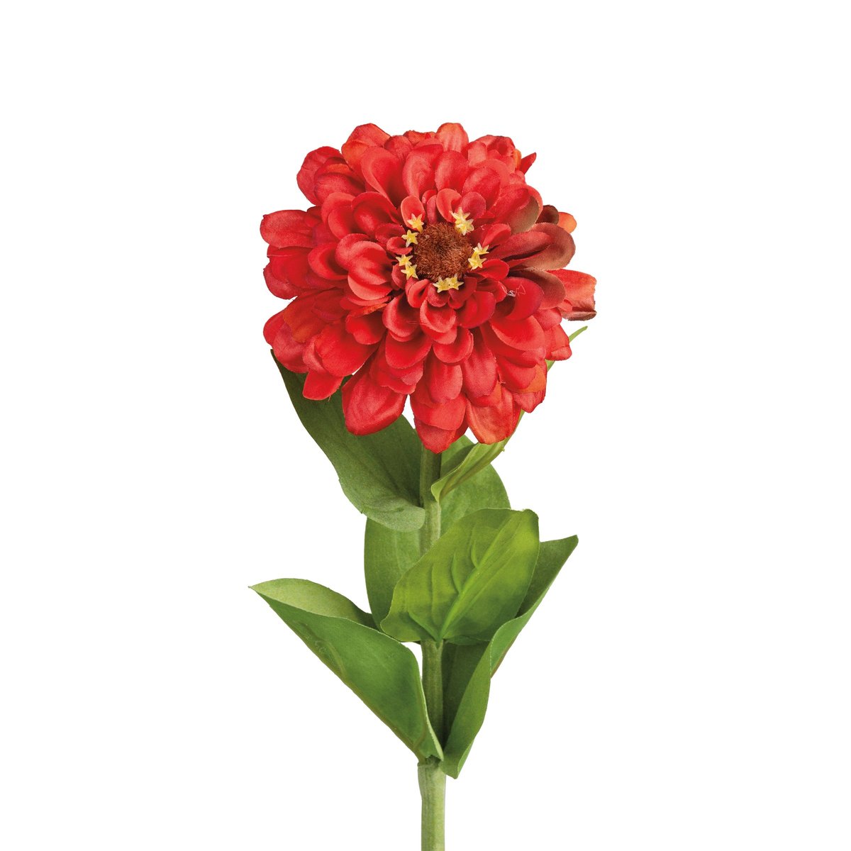 Vibrant Red Zinnia Floral Pick - Lifelike Artificial Flower Stem Decor