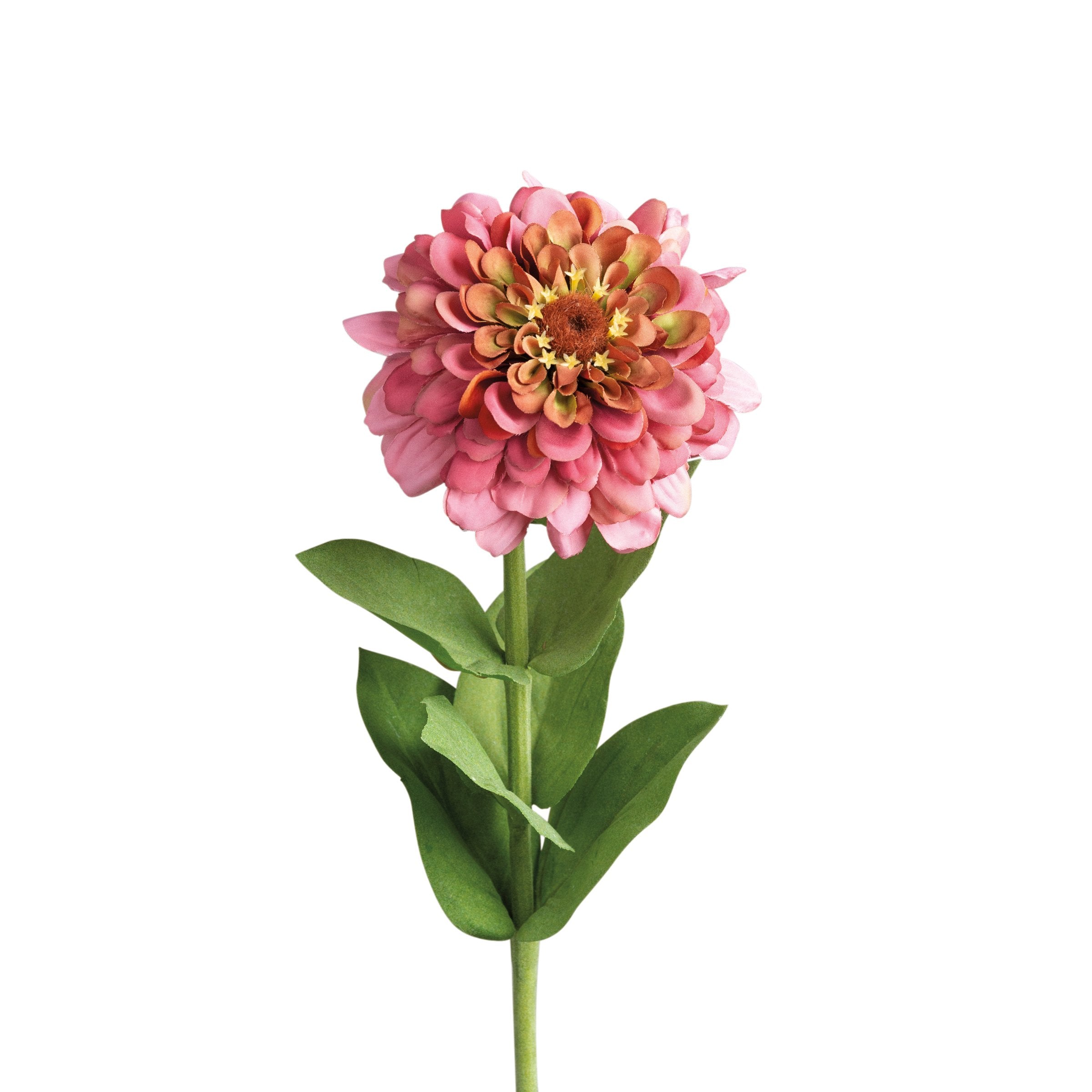 Vibrant Pink Zinnia Floral Pick for Home Decorating, Lifelike Fabric Blooms