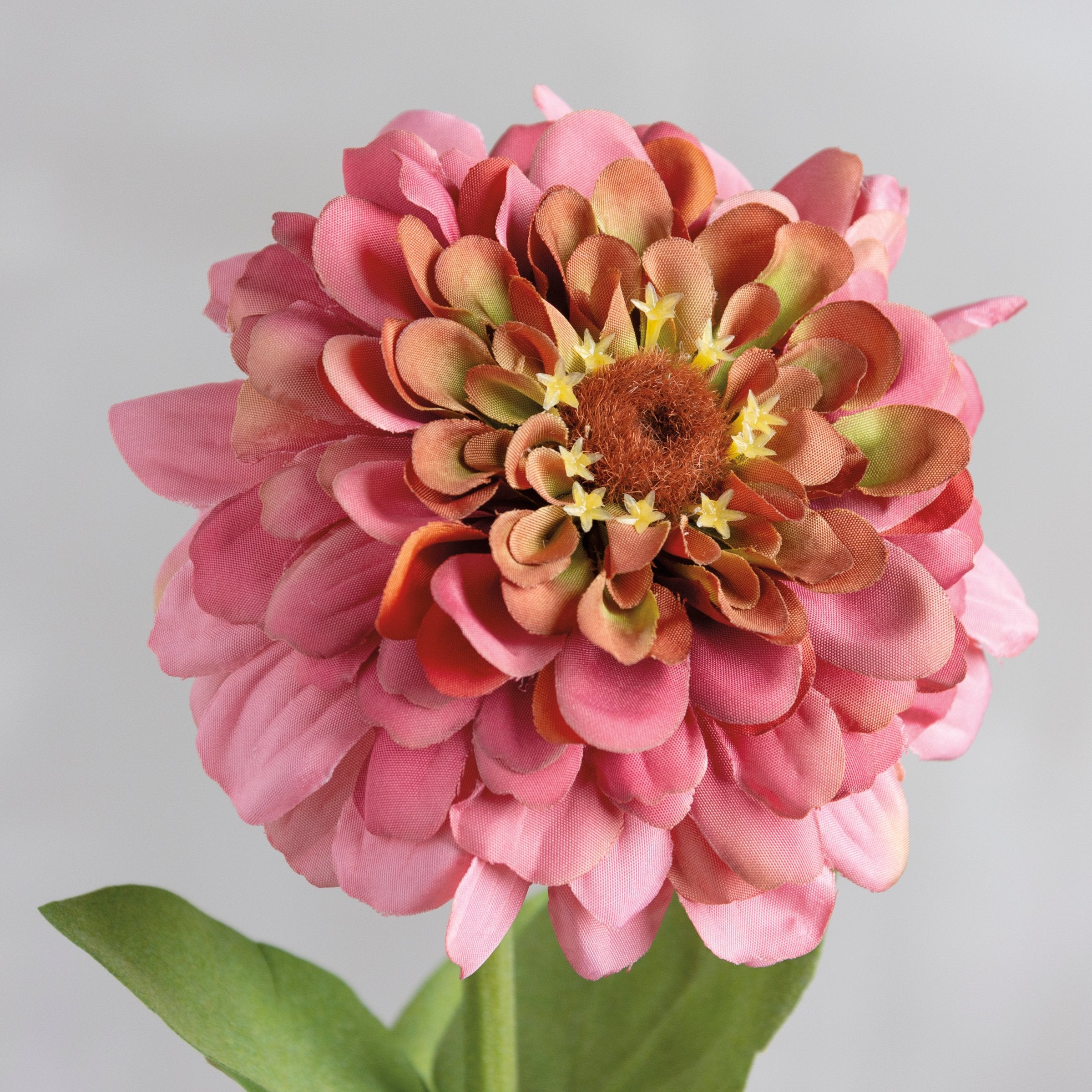 Vibrant Pink Zinnia Floral Pick for Home Decorating, Lifelike Fabric Blooms