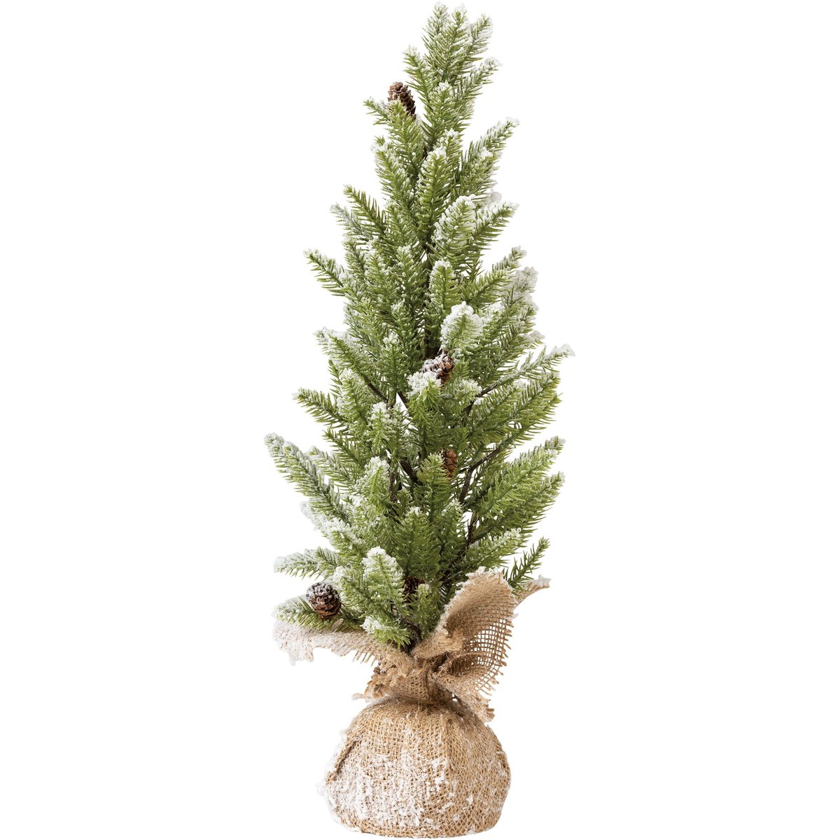 Flocked Bristle Snow Christmas Tree with Burlap Base, 20-Inch Tall Winter Decor